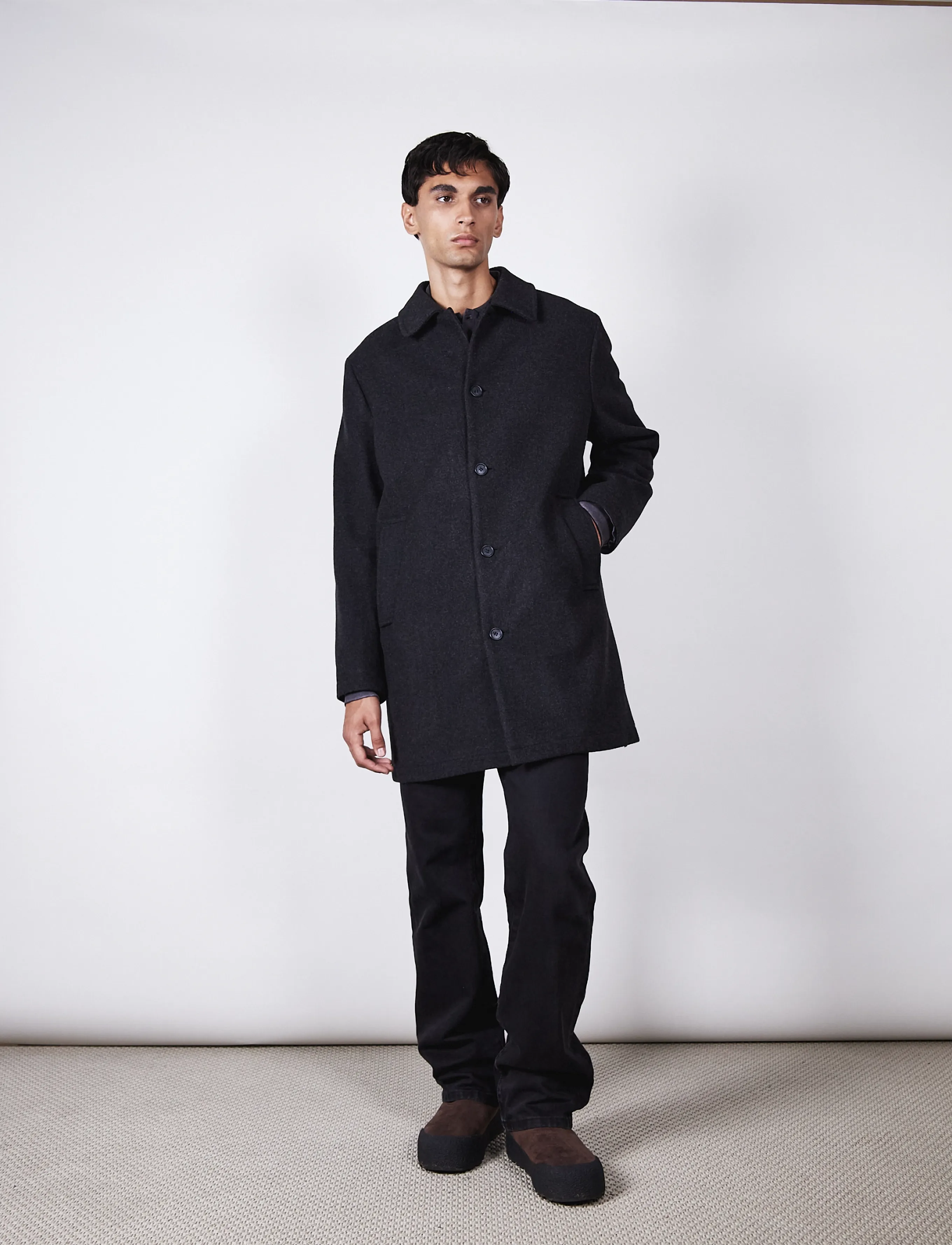 Brixtol Textiles T-Coat Wool - Brixtol Textiles - BLACK MELANGE / black