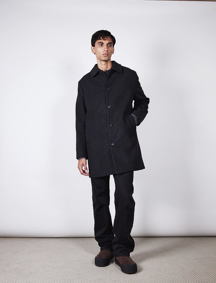Brixtol Textiles - T-Coat Wool - black melange - 0