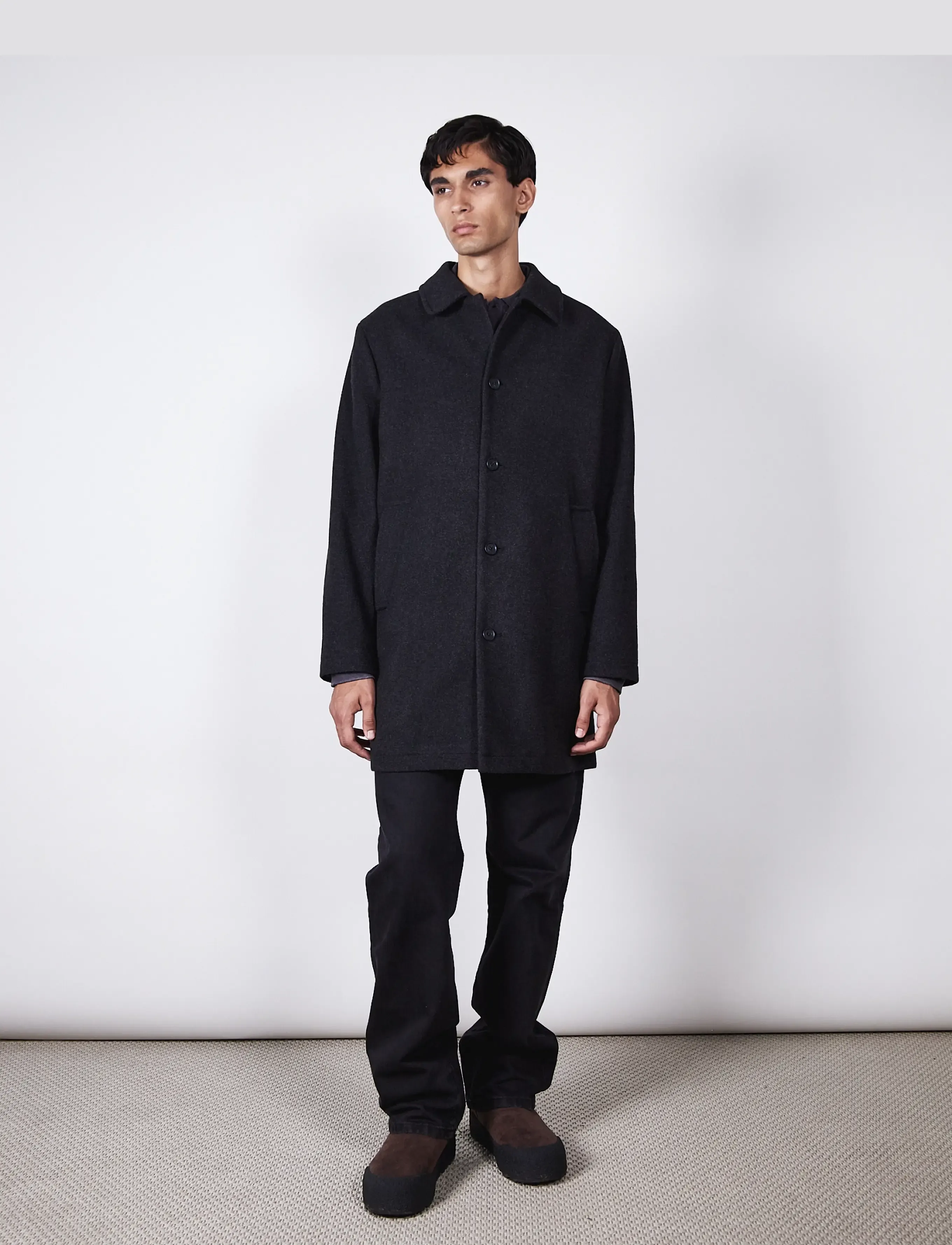 Brixtol Textiles - T-Coat Wool - black melange - 2