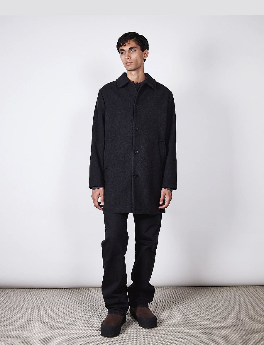 Brixtol Textiles - T-Coat Wool - black melange - 2