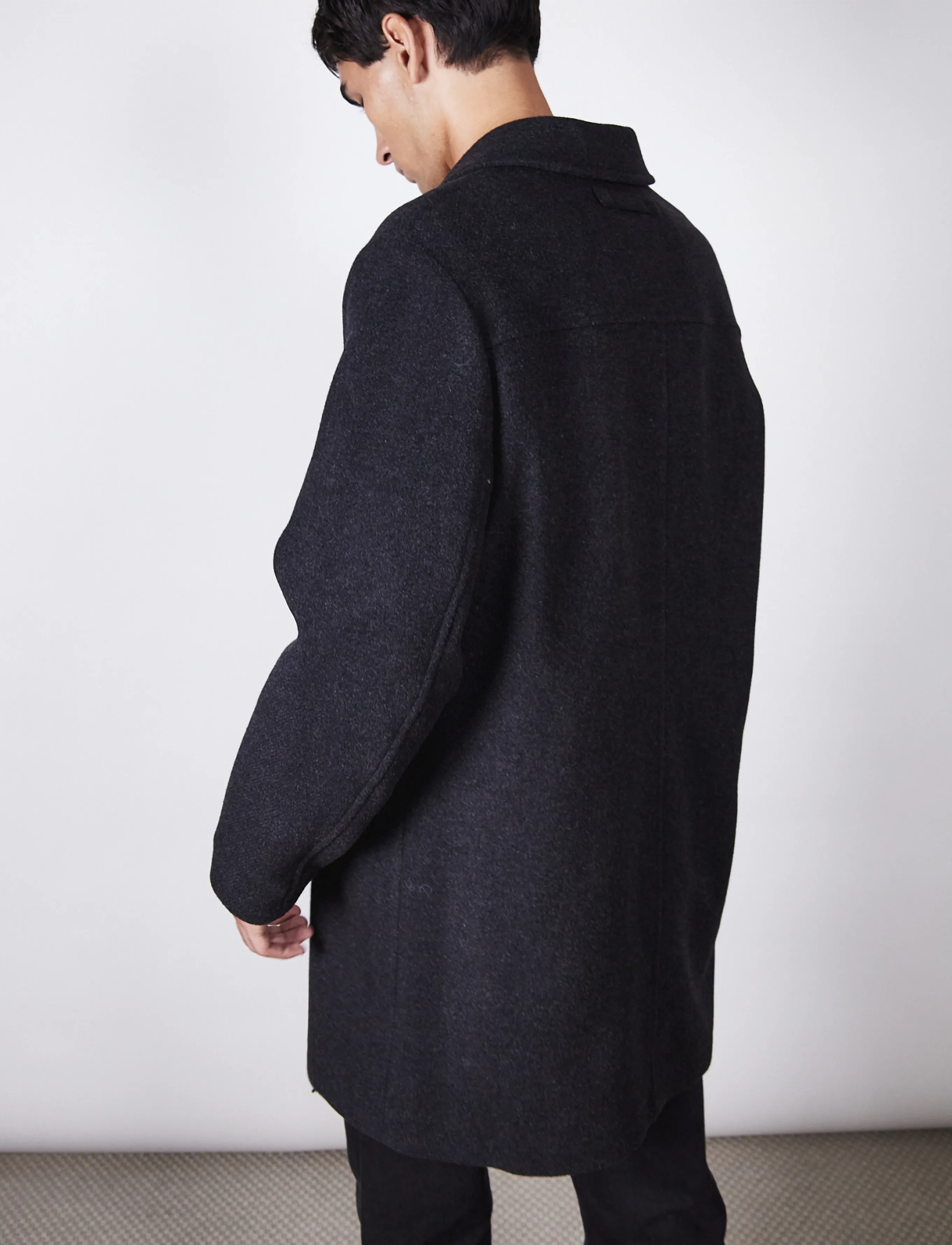 Brixtol Textiles - T-Coat Wool - black melange - 3