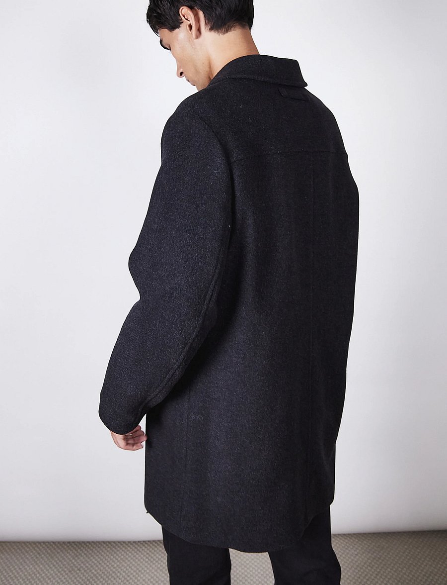 Brixtol Textiles - T-Coat Wool - black melange - 3