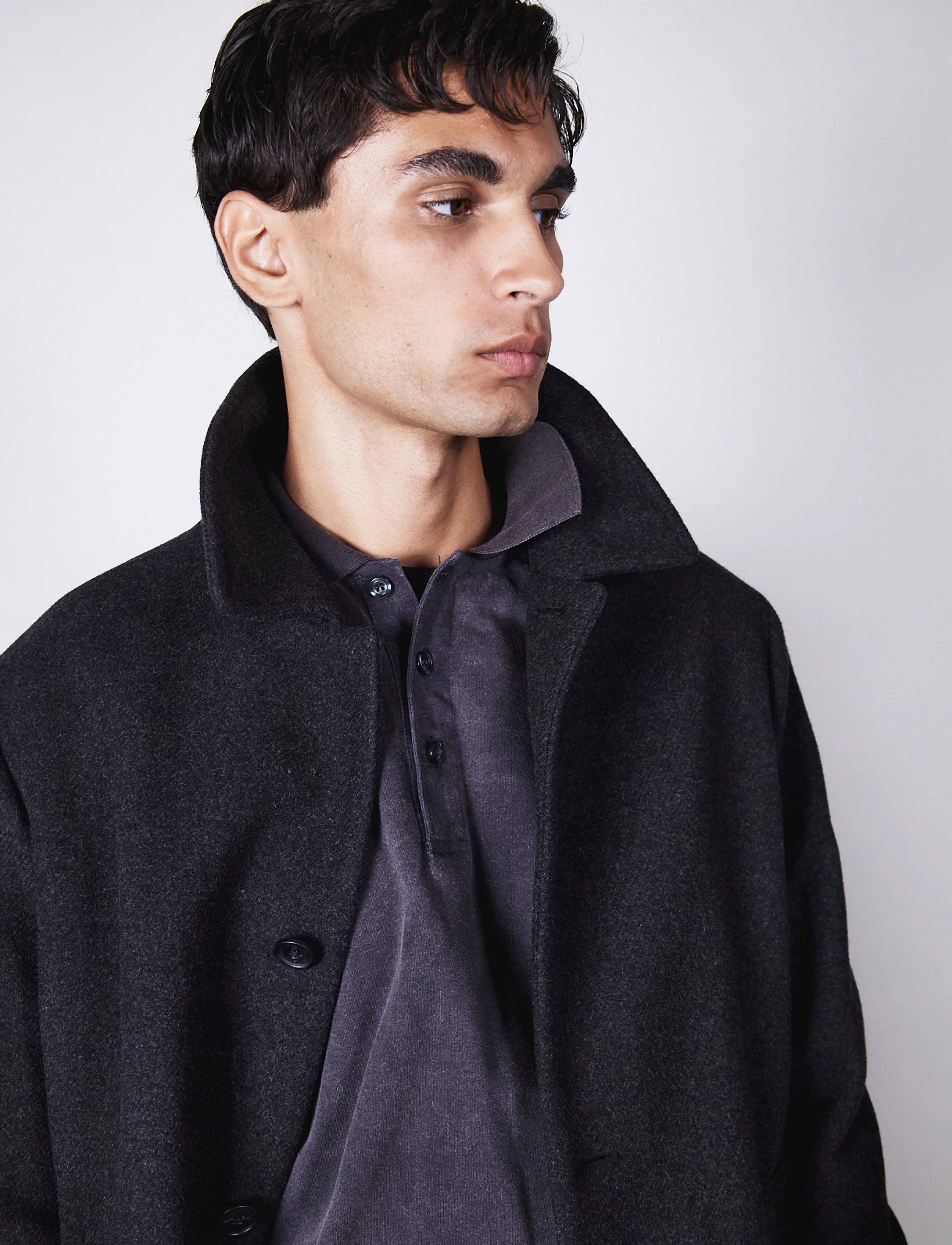 Brixtol Textiles - T-Coat Wool - black melange - 4
