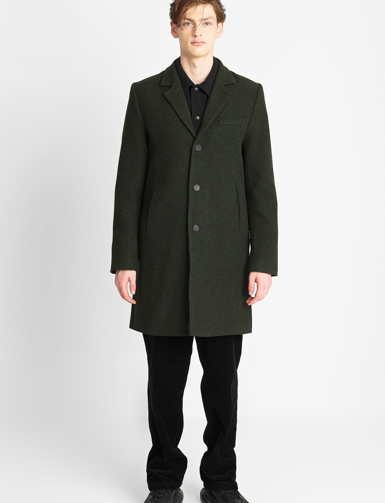 Brixtol Textiles - Ian - manteaux de laine - olive - 0