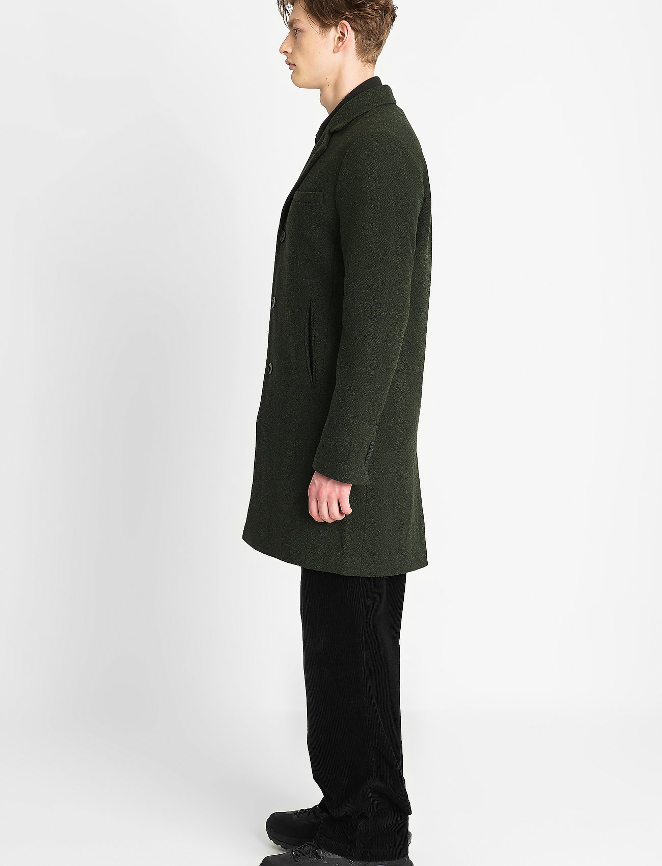Brixtol Textiles - Ian - manteaux de laine - olive - 4