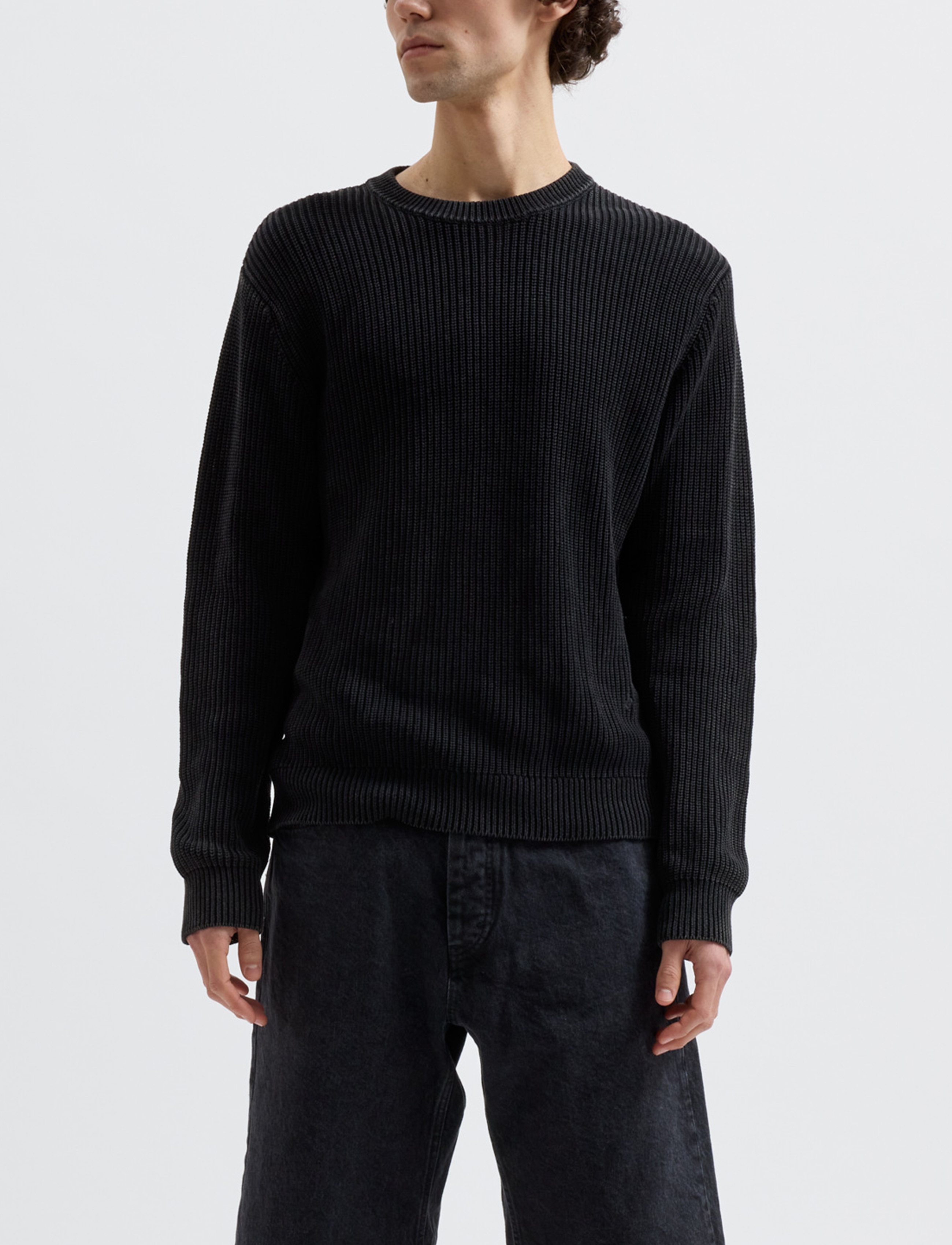 Brixtol Textiles Dorper, Mænd, Ribstrikket Sweater, Sort, Str: XXL