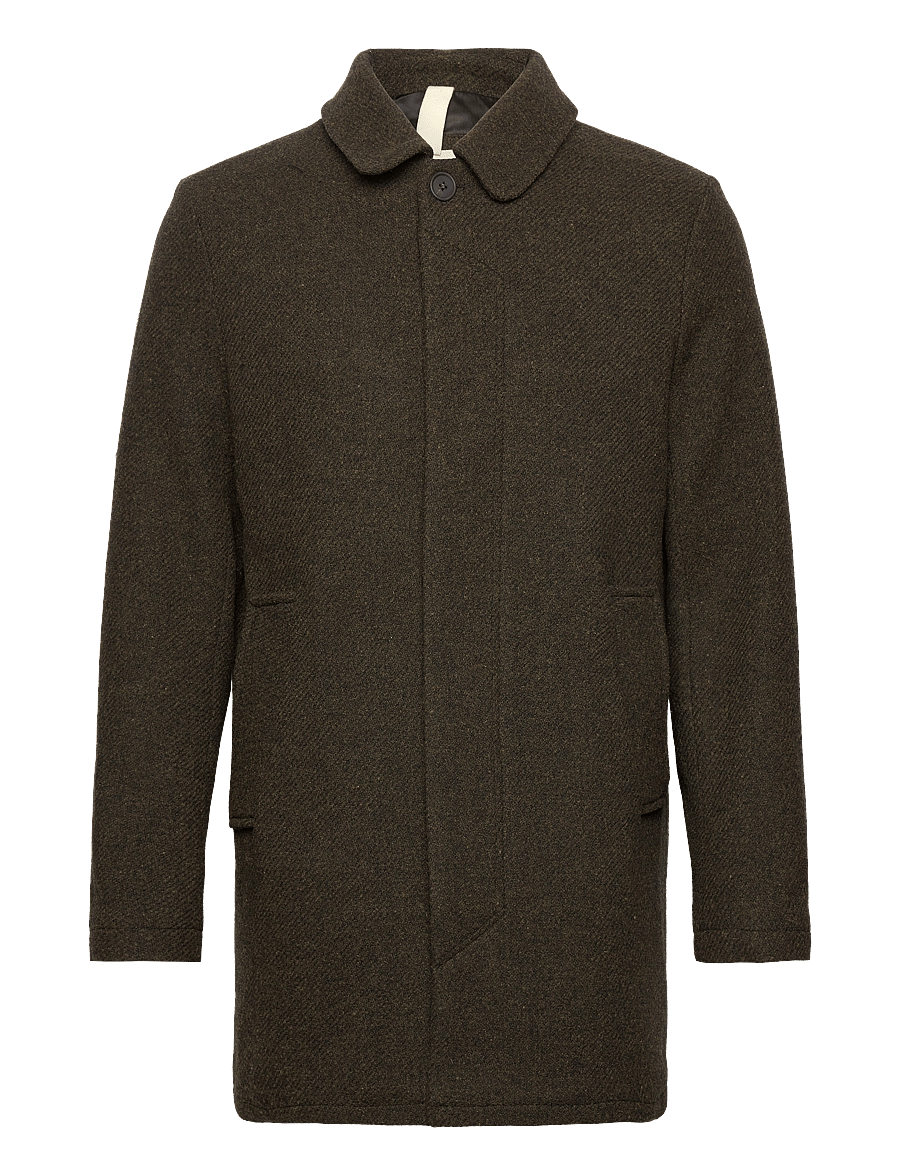 Brixtol Textiles - T-Coat Wool - villased mantlid - brown - 1