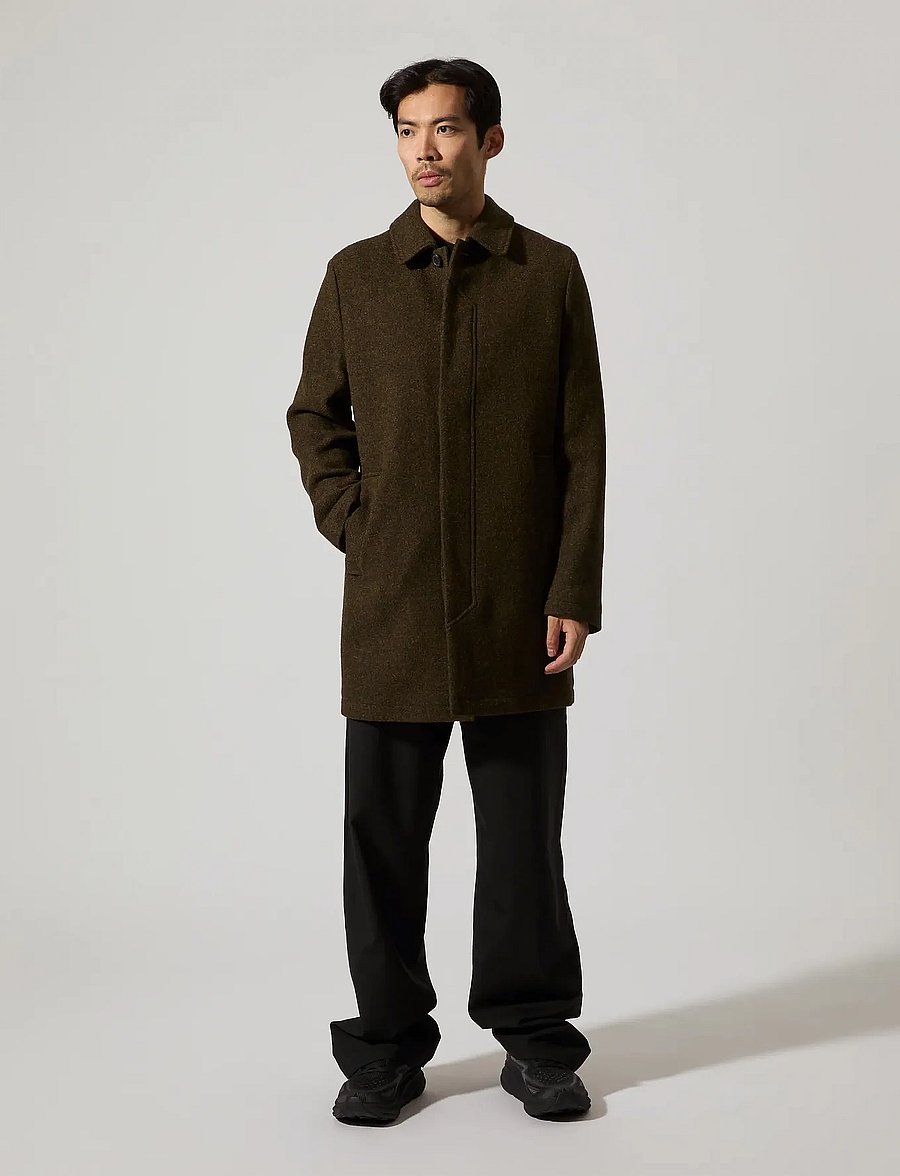 Brixtol Textiles - T-Coat Wool - villased mantlid - brown - 0