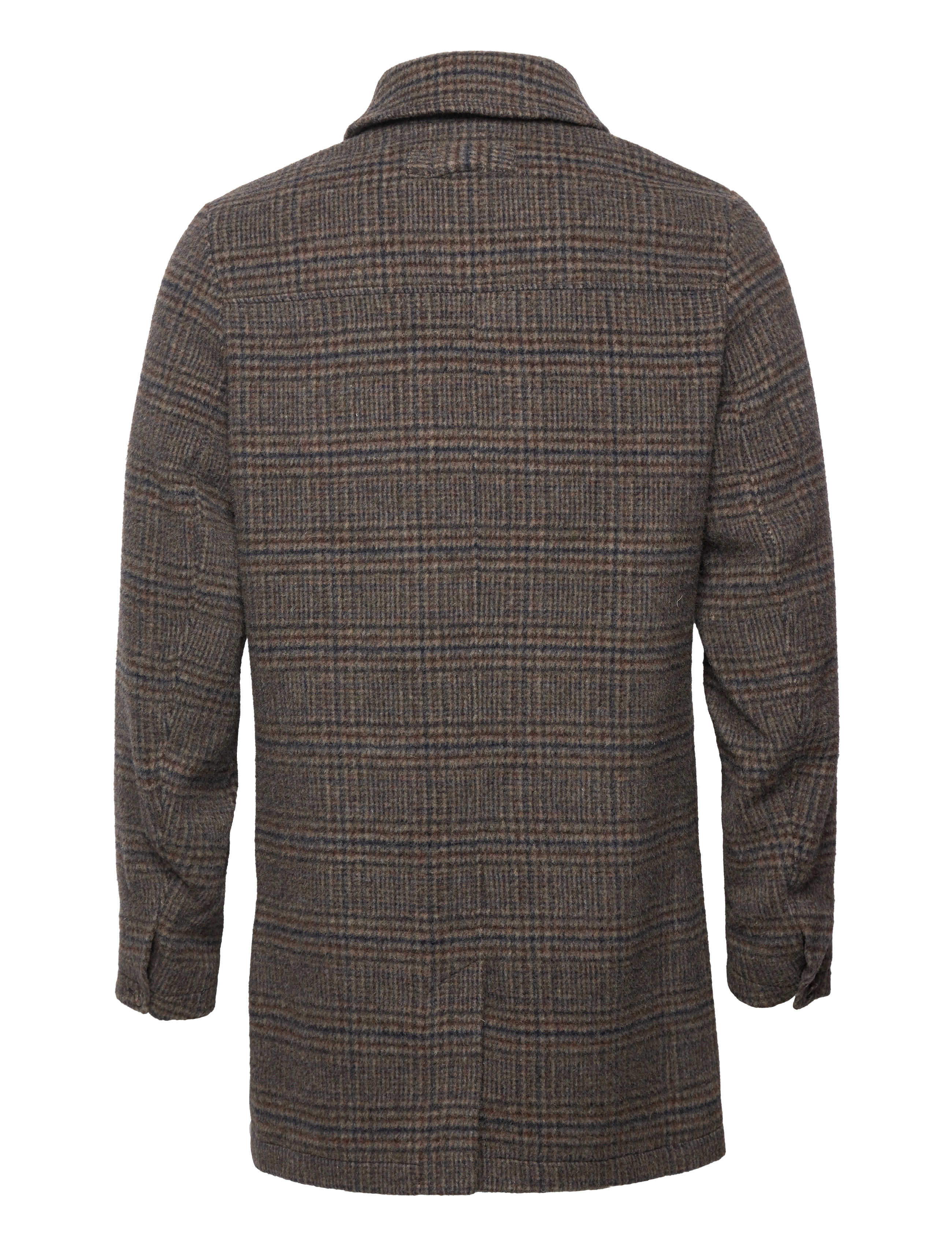 Brixtol Textiles - T-Coat Wool - brown/navy check - 1
