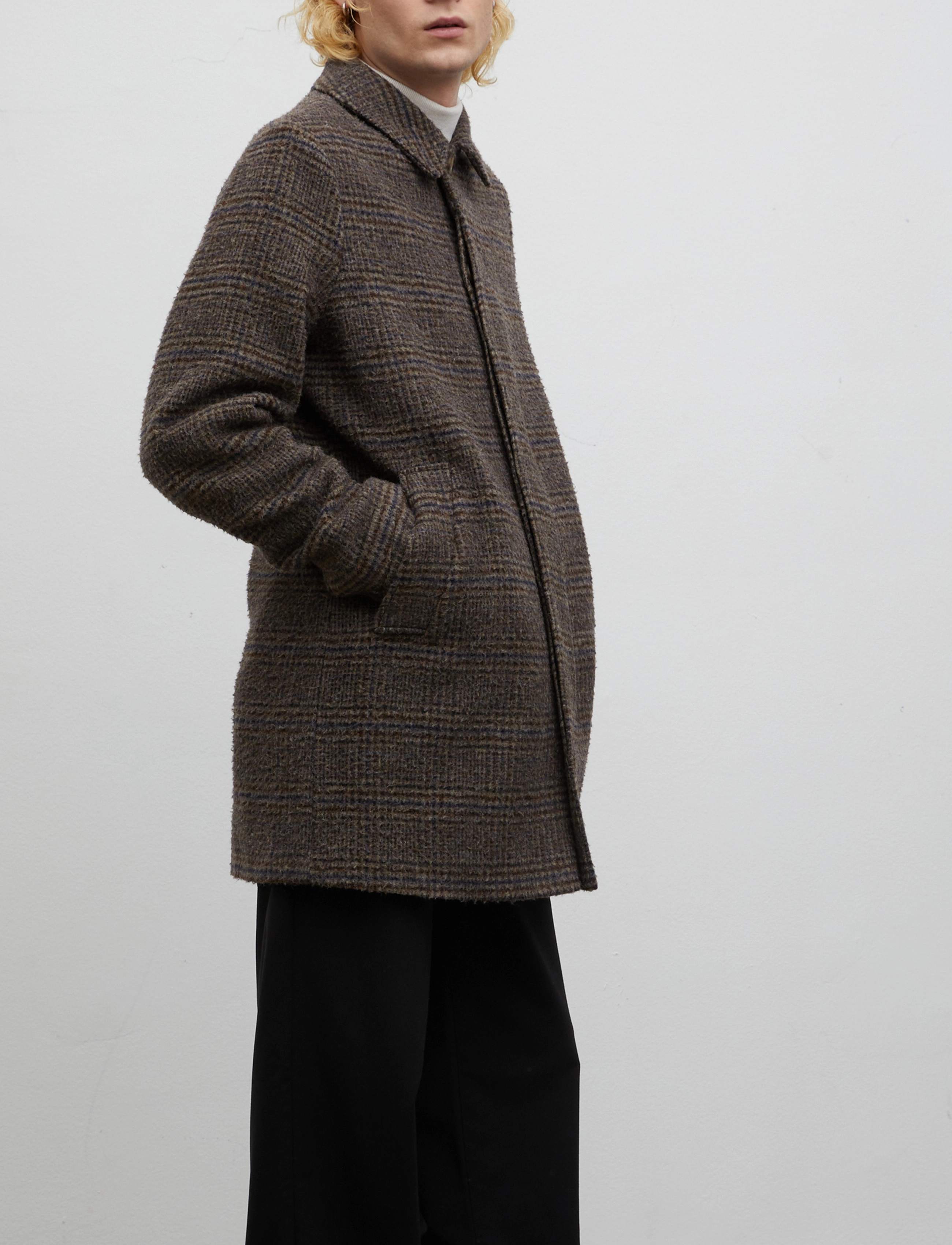 Brixtol Textiles - T-Coat Wool - brown/navy check - 5
