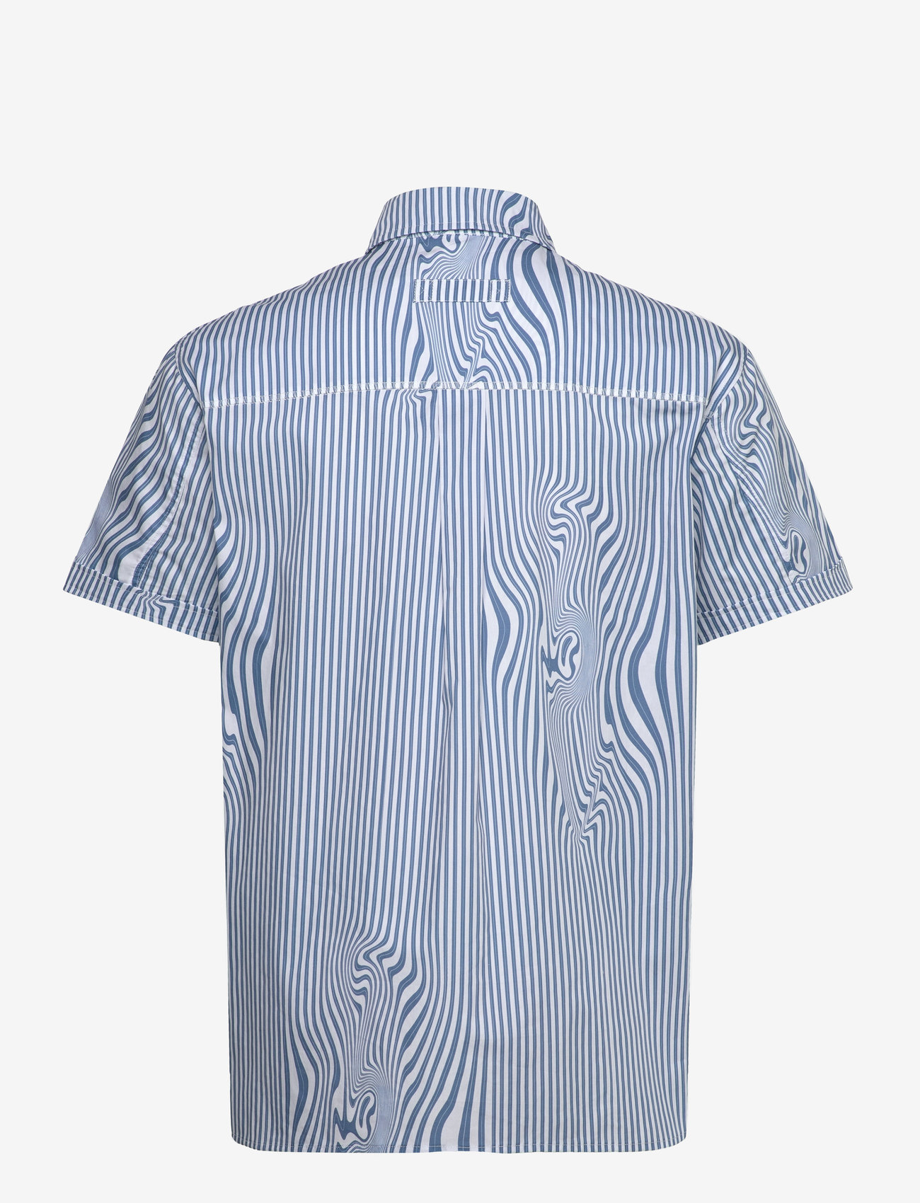 Brixtol Textiles - Callum - linen shirts - blue glitch stripe - 1