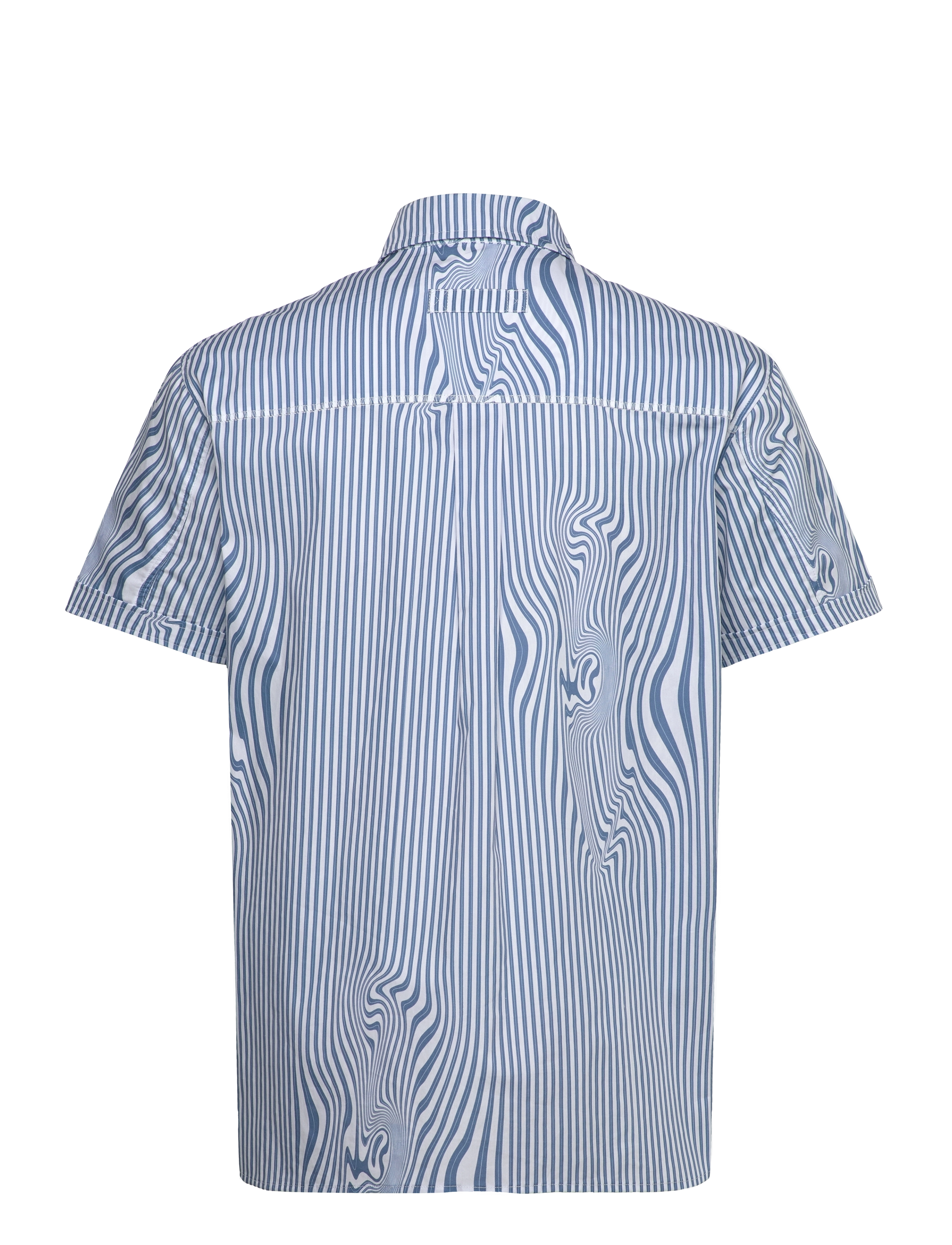 Brixtol Textiles - Callum - linen shirts - blue glitch stripe - 2