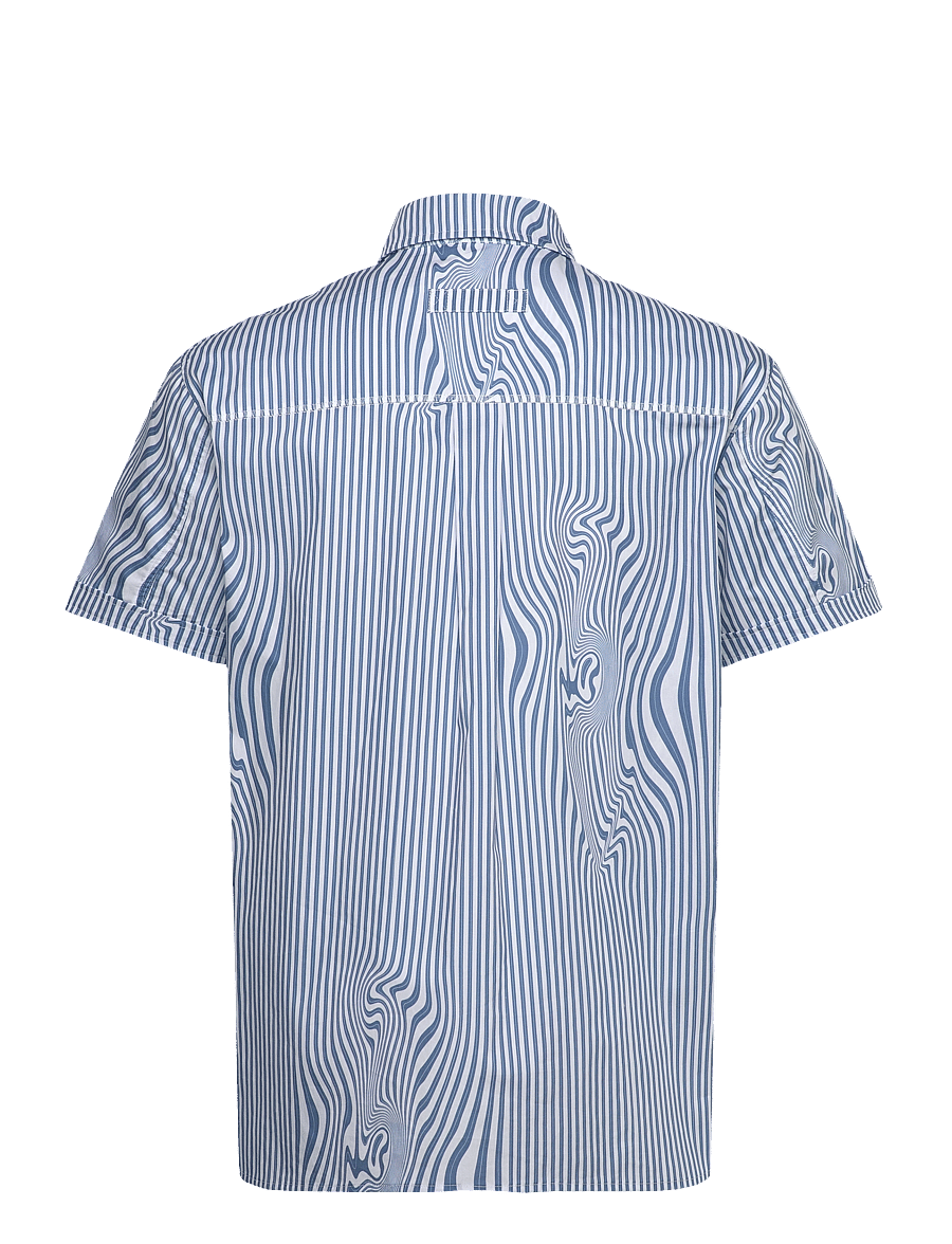 Brixtol Textiles - Callum - linneskjortor - blue glitch stripe - 2