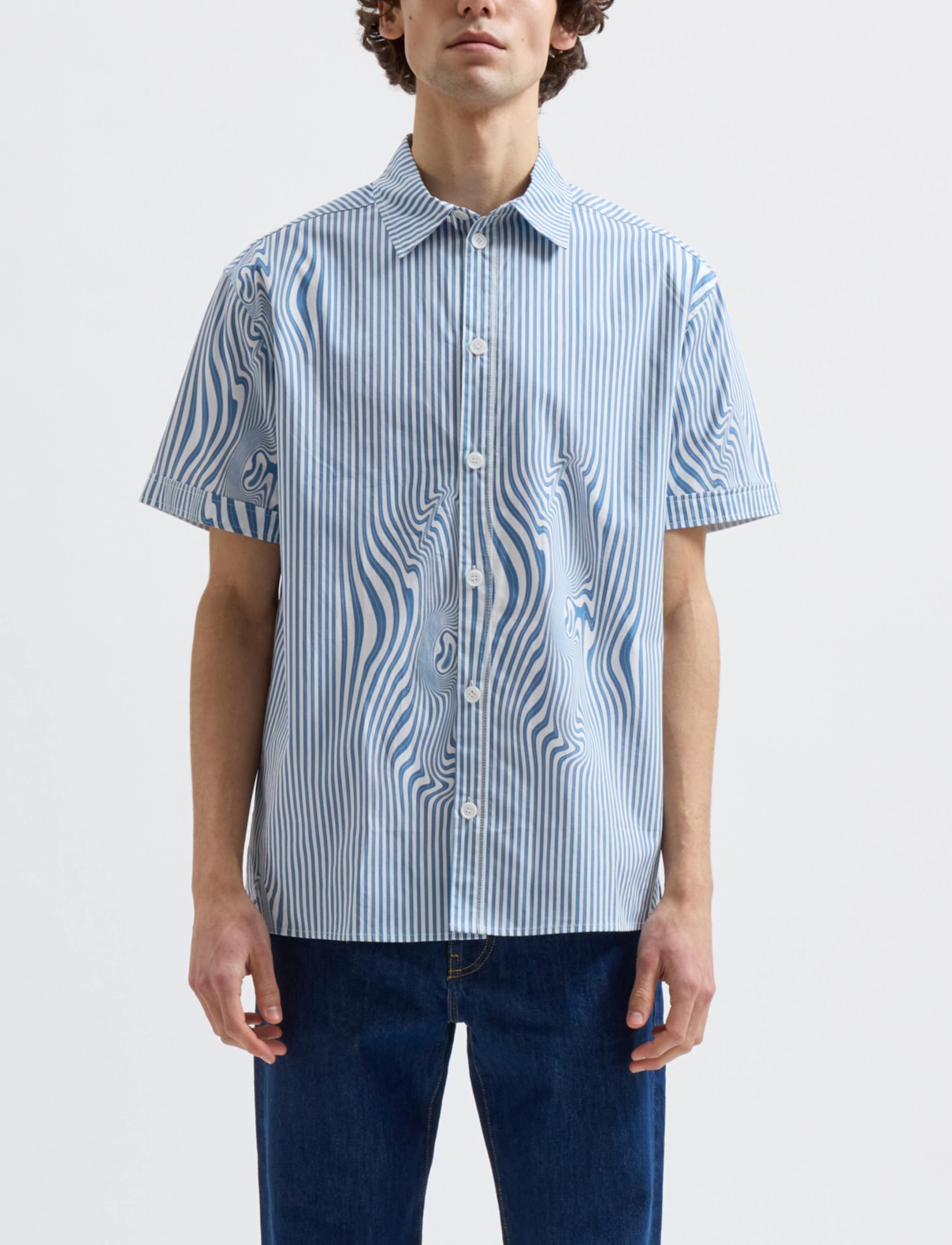 Brixtol Textiles Callum, S, Shirts, Blau - Short-sleeved Männerswear