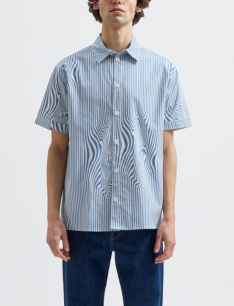 Brixtol Textiles - Callum - leinenhemden - blue glitch stripe - 0