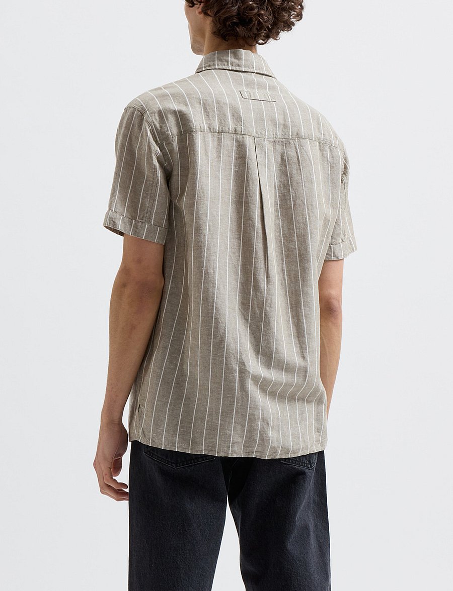 Brixtol Textiles - Callum - pellavakauluspaidat - light moss stripe - 3