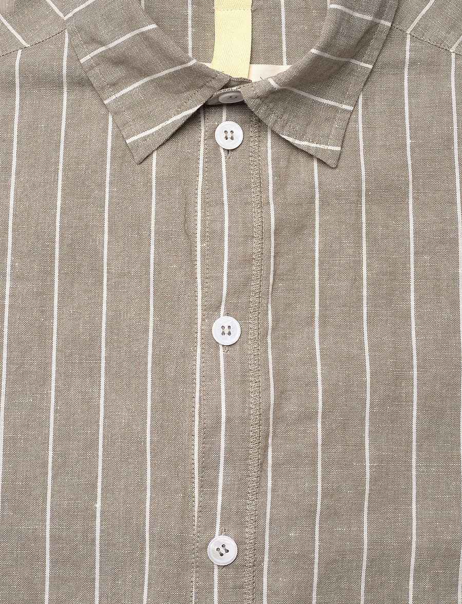 Brixtol Textiles - Callum - pellavakauluspaidat - light moss stripe - 5