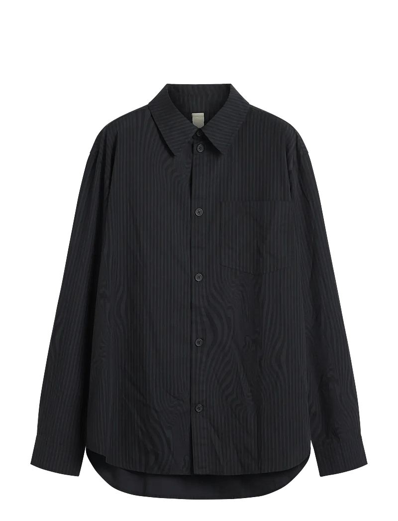 Brixtol Textiles - Lawrence - basic-hemden - black glitch stripe over dye - 1