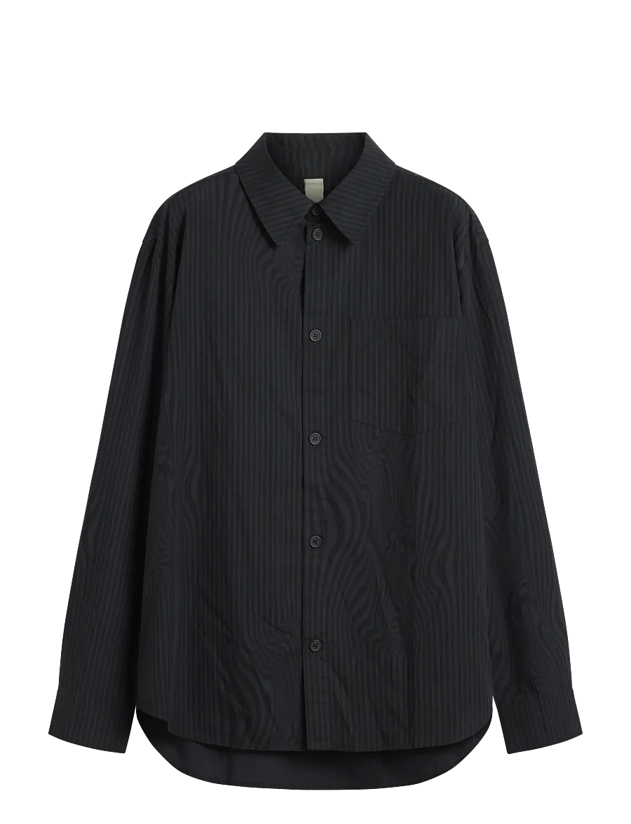 Brixtol Textiles - Lawrence - gestreifte hemden - black glitch stripe over dye - 1