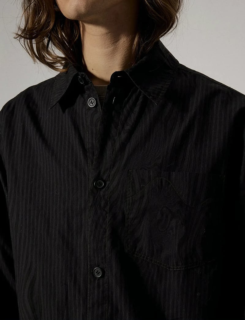 Brixtol Textiles - Lawrence - basic-hemden - black glitch stripe over dye - 2