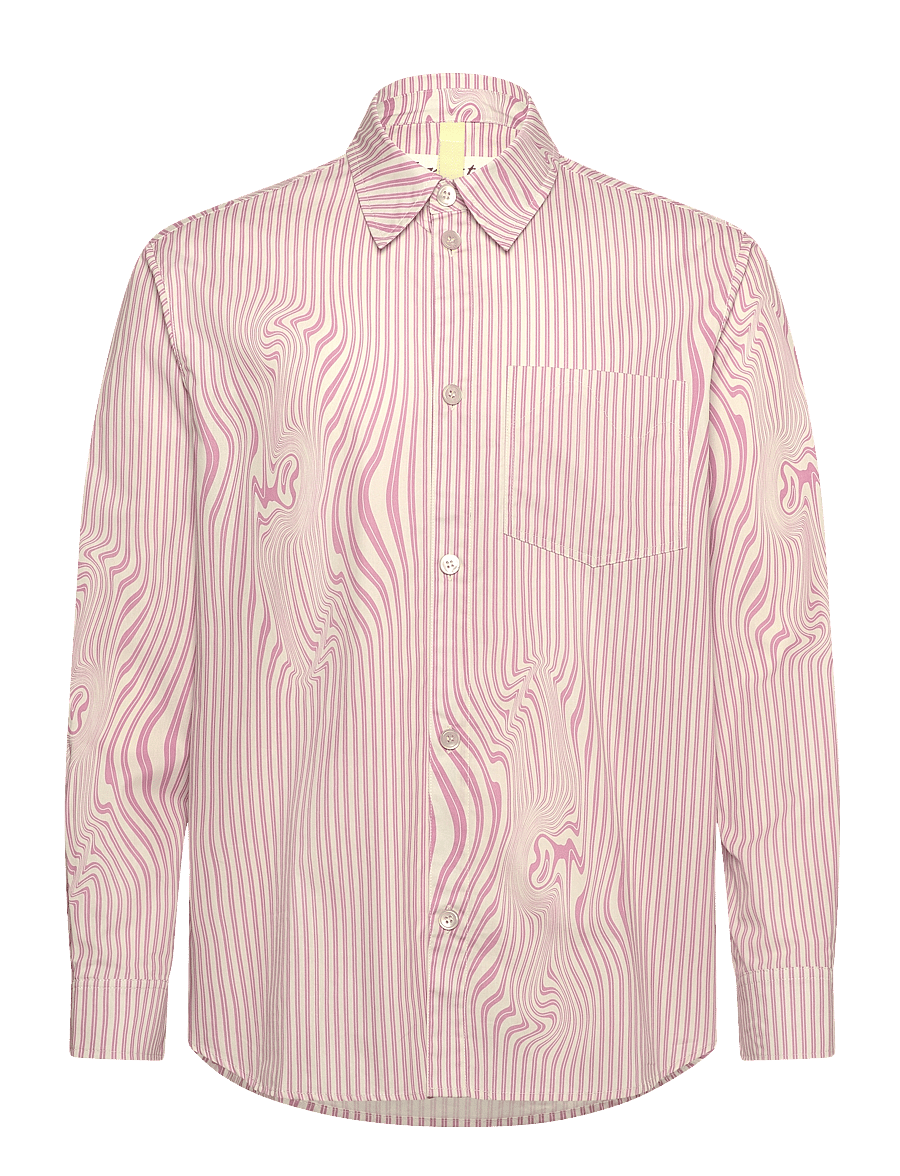 Brixtol Textiles - Lawrence - koszule w paski i prążki - pink glitch stripe - 1