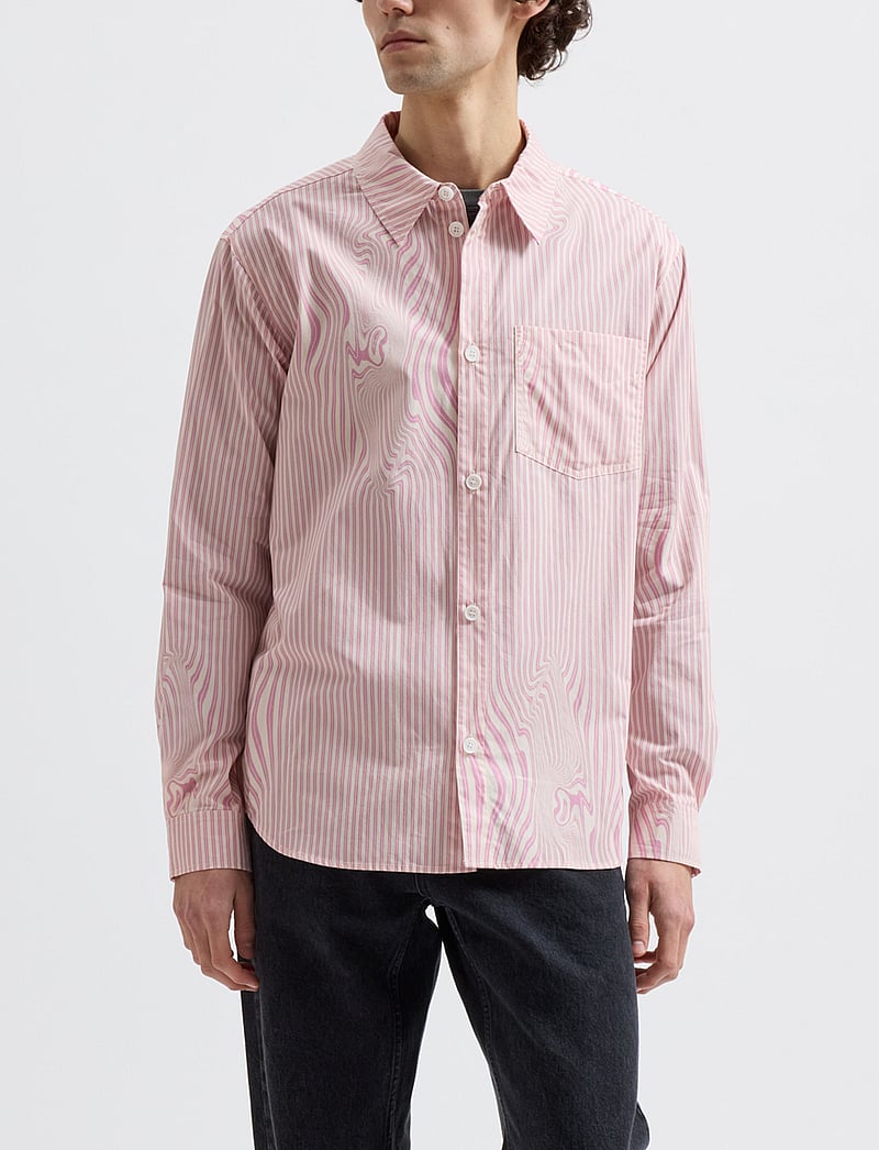 Brixtol Textiles - Lawrence - basic skjorter - pink glitch stripe - 0