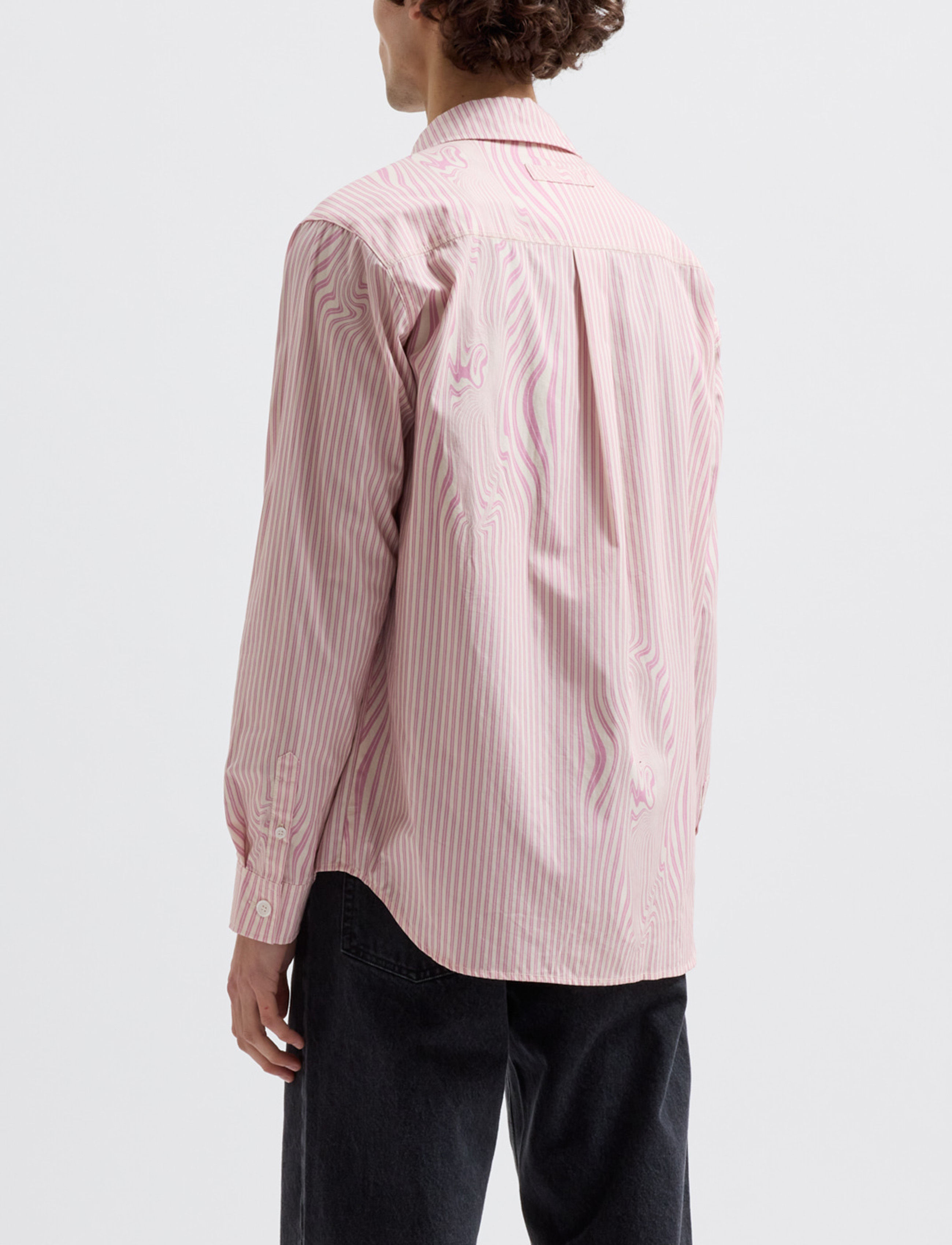 Brixtol Textiles - Lawrence - casual hemden - pink glitch stripe - 3