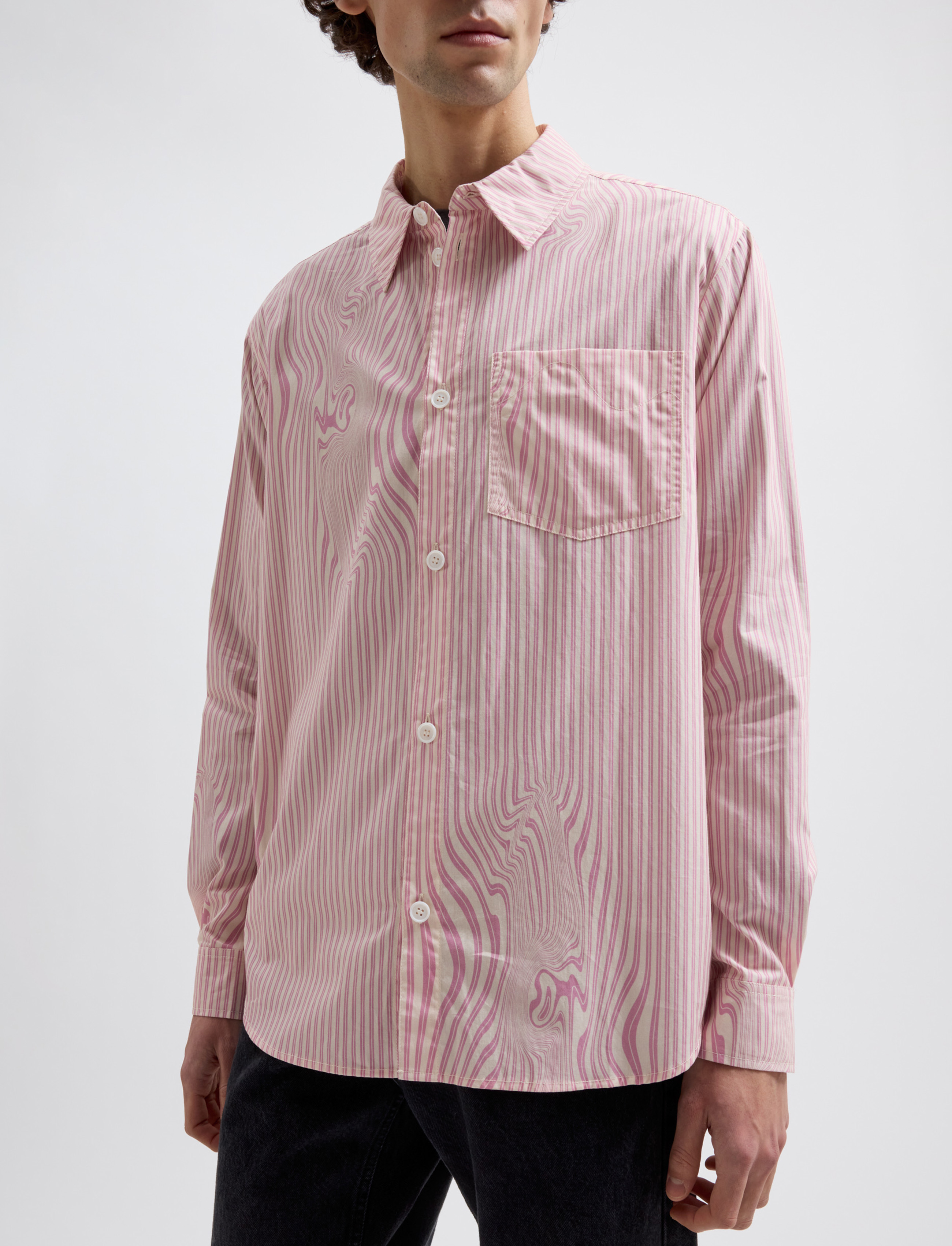 Brixtol Textiles - Lawrence - casual hemden - pink glitch stripe - 4