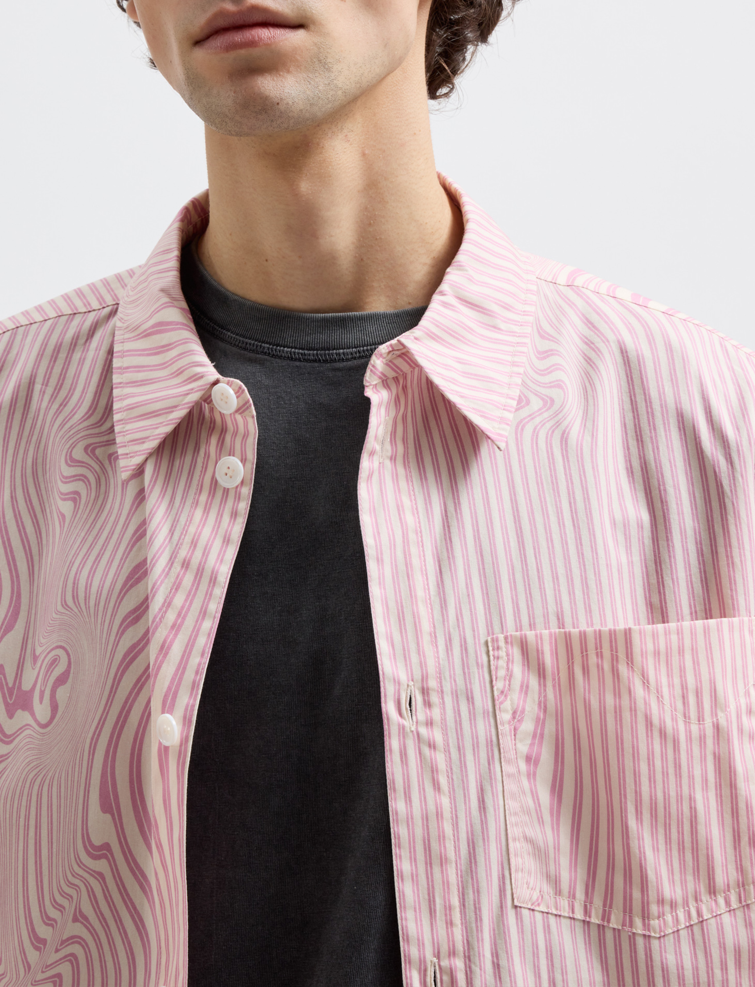 Brixtol Textiles - Lawrence - casual hemden - pink glitch stripe - 5