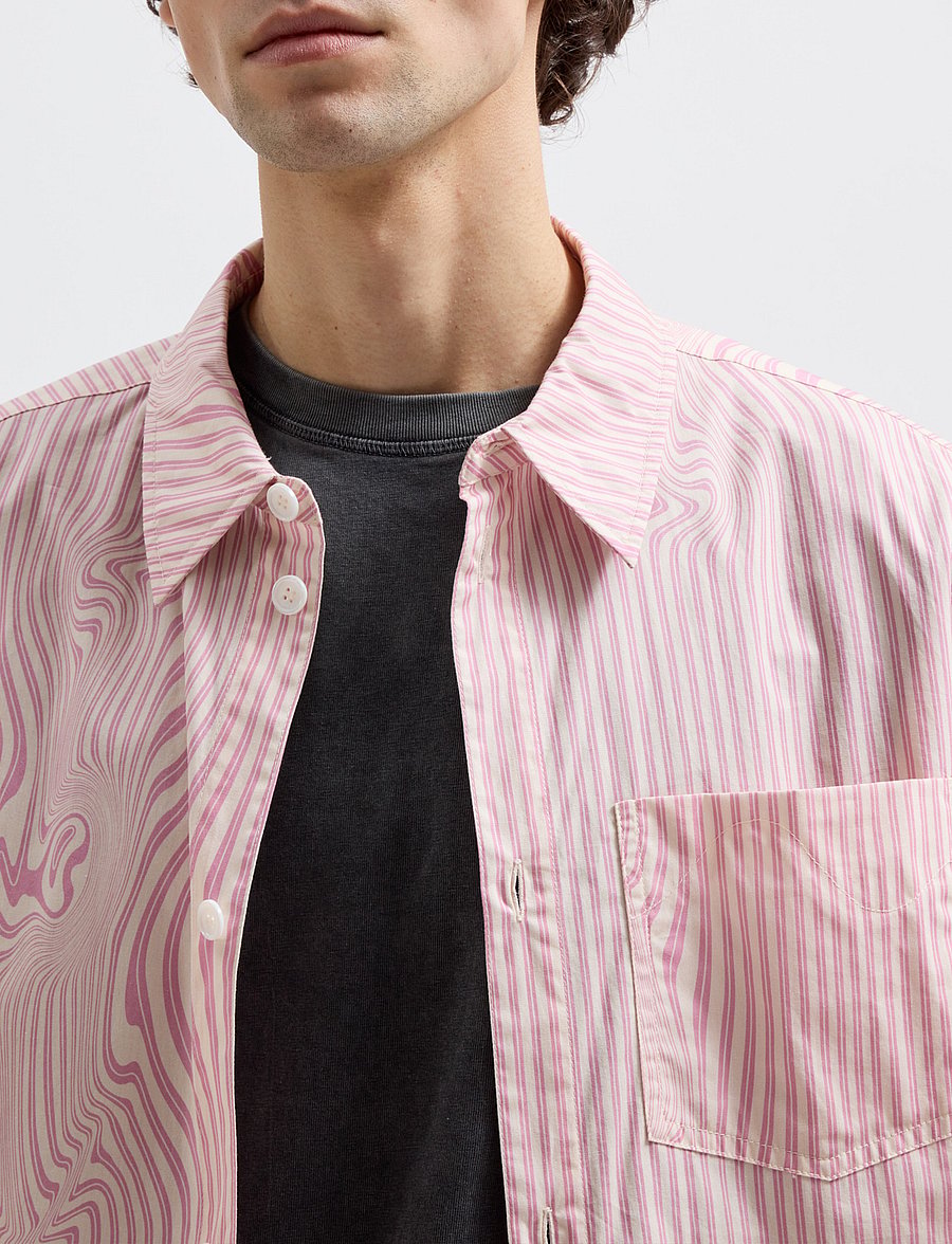 Brixtol Textiles - Lawrence - koszule w paski i prążki - pink glitch stripe - 5