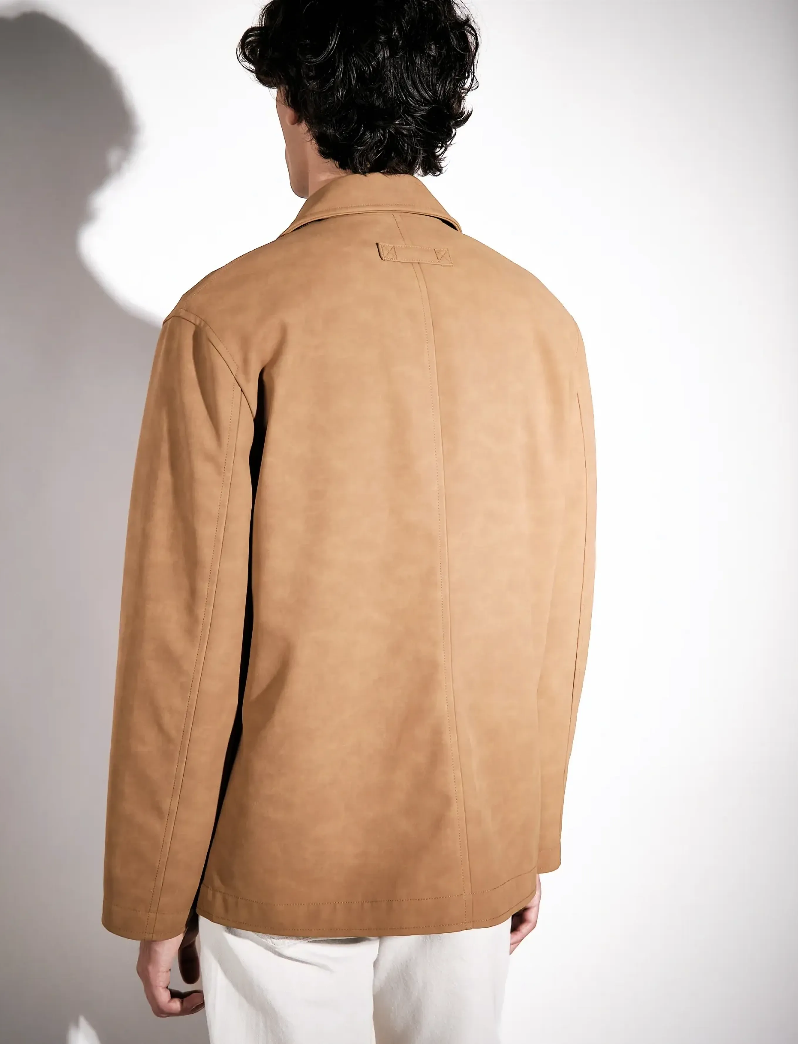 Brixtol Textiles - Alfred Faux Suede Tan Suede - vestes légères use default - tan suede - 3