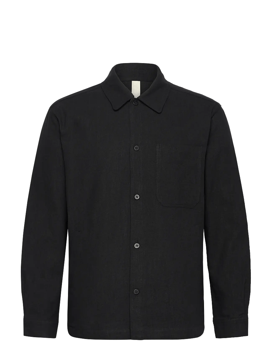 Brixtol Textiles - Frank linen Dark Navy - Überhemden - black - 1