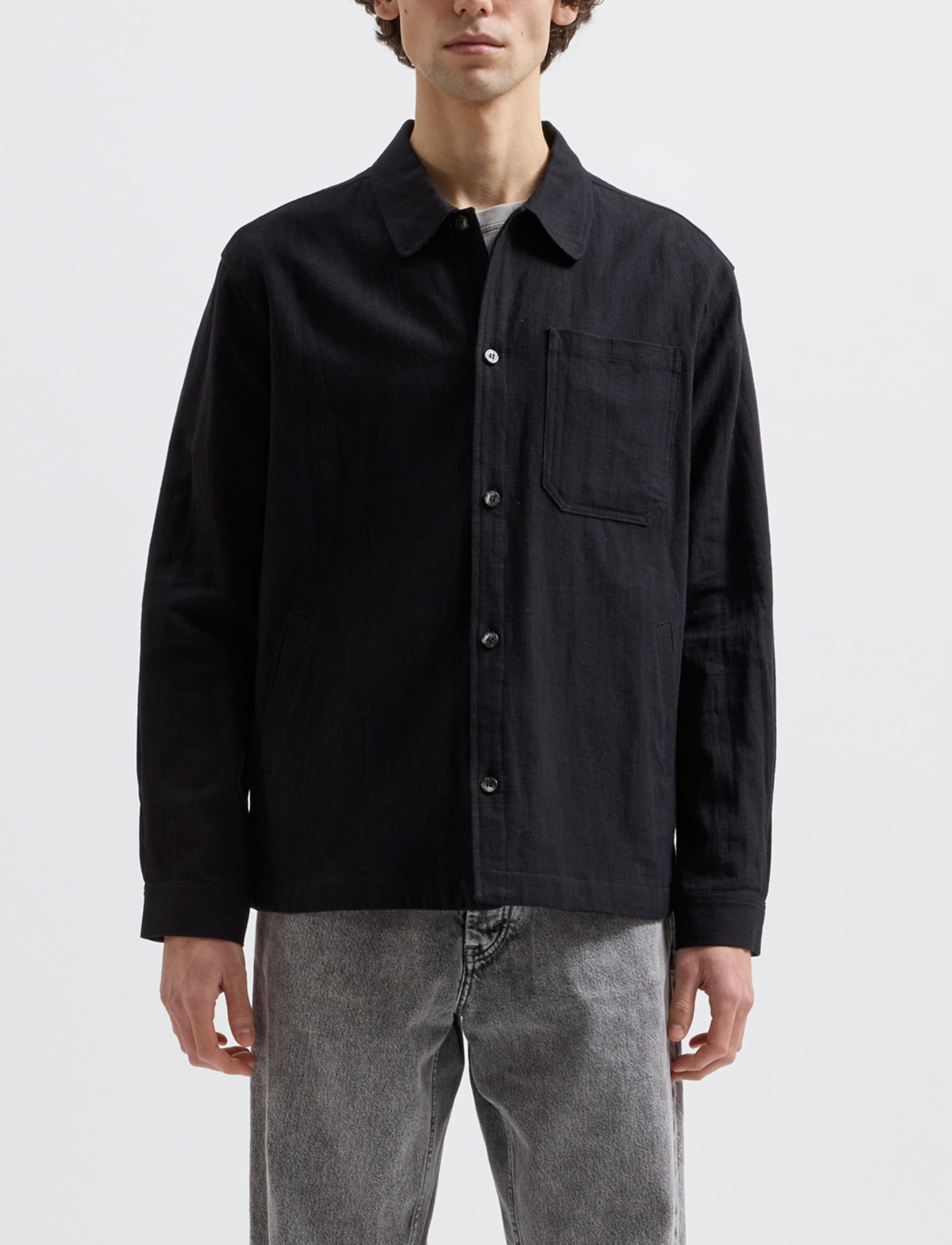Brixtol Textiles Frank Linen Dark Navy, S, Shirts, Schwarz - Männerswear