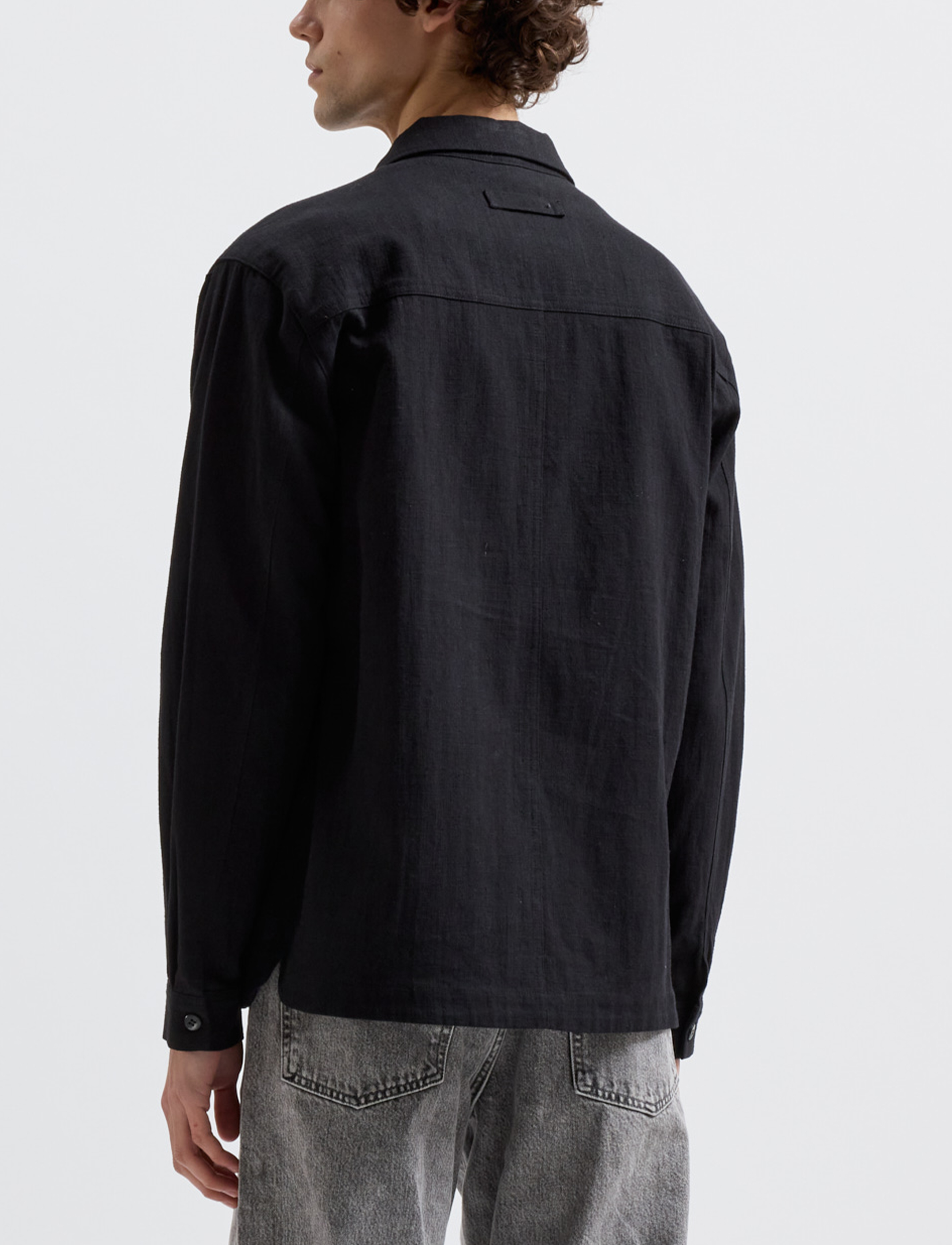 Brixtol Textiles - Frank linen Dark Navy - linneskjortor - black - 3