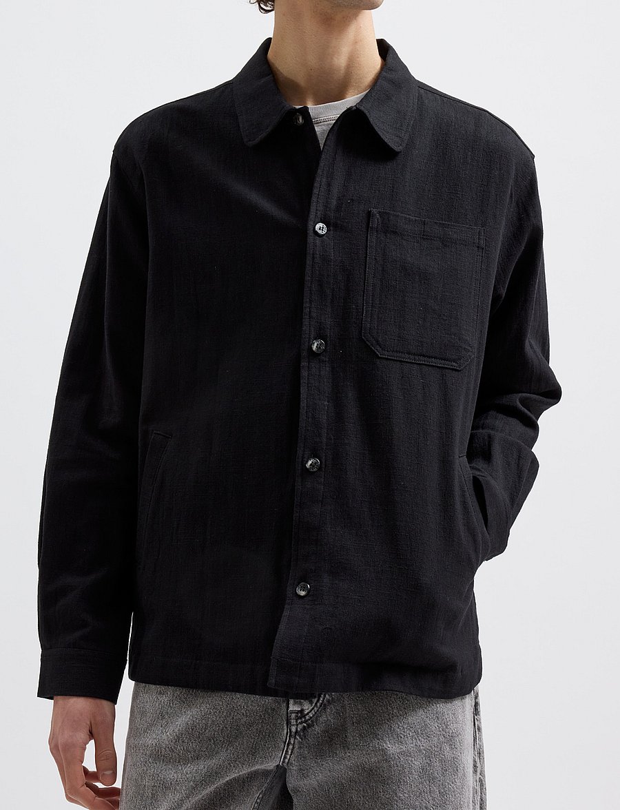 Brixtol Textiles - Frank linen Dark Navy - Überhemden - black - 4