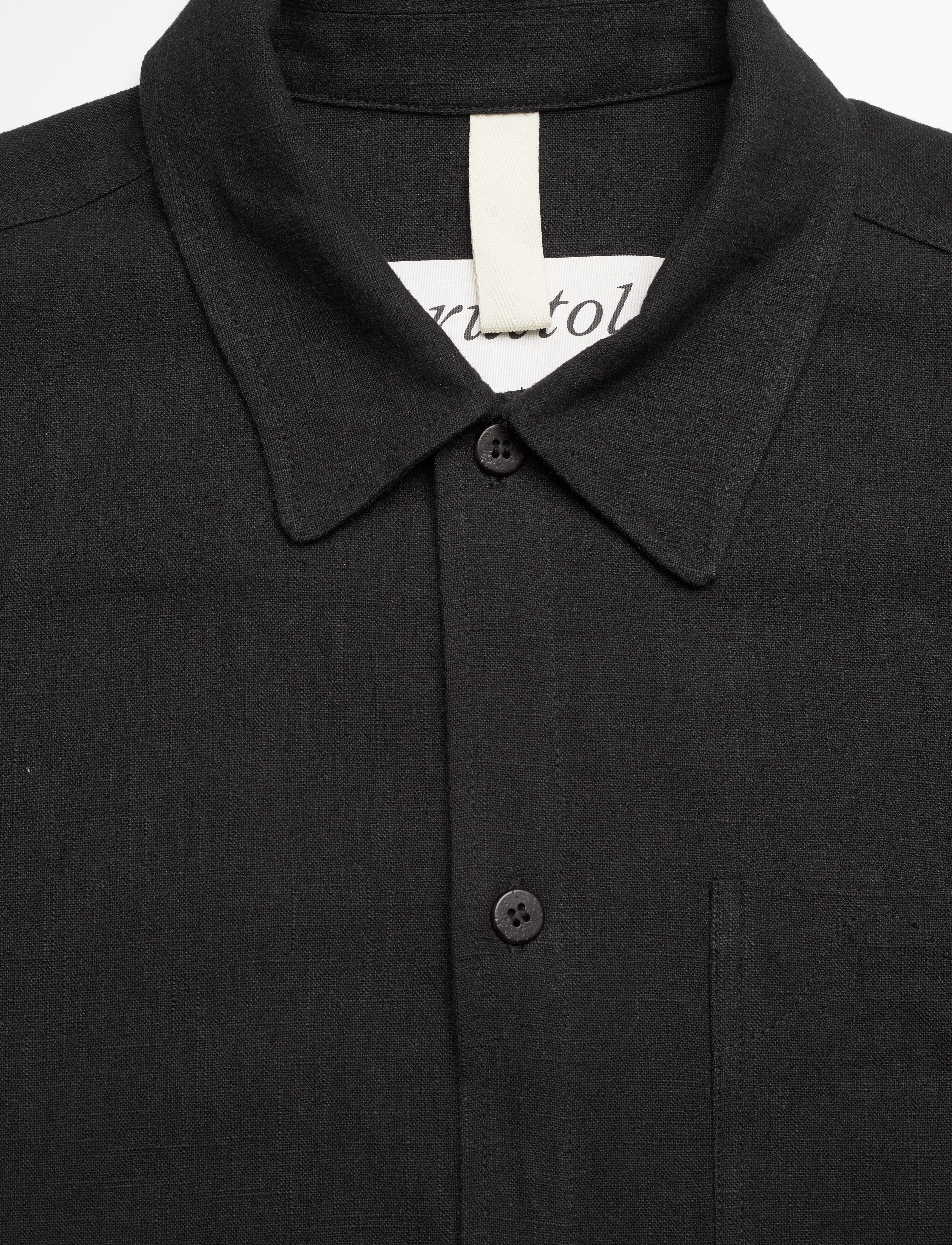 Brixtol Textiles - Frank linen Dark Navy - linneskjortor - black - 5