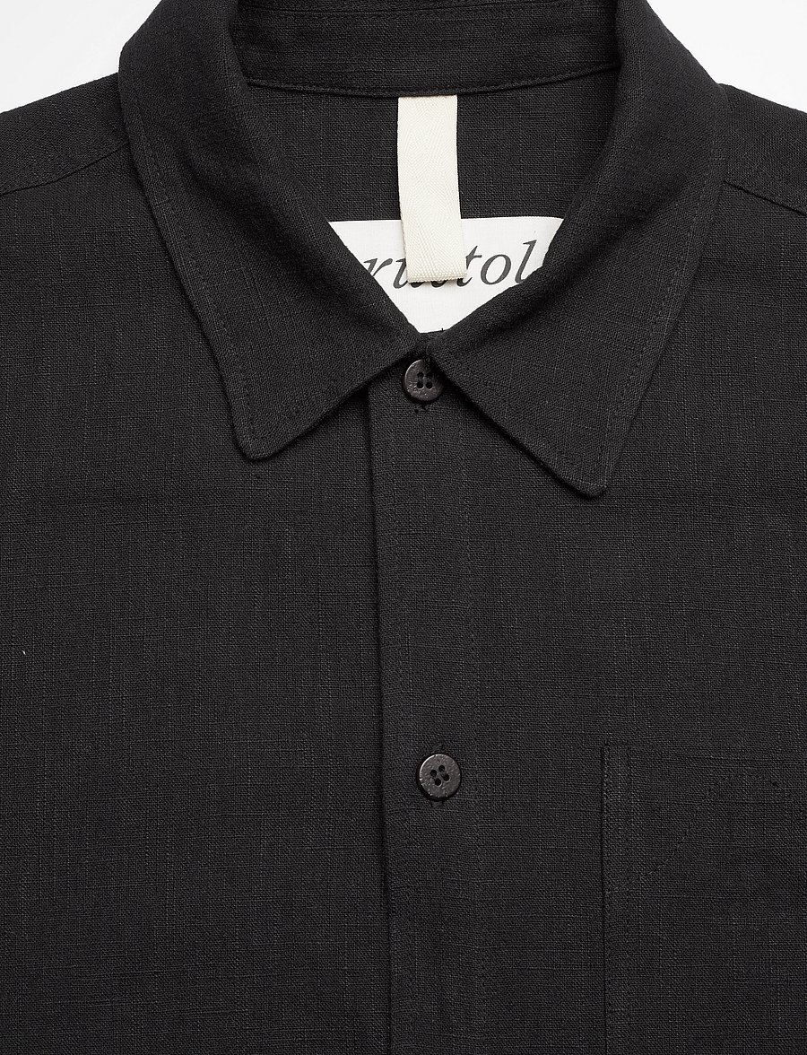 Brixtol Textiles - Frank linen Dark Navy - Überhemden - black - 5