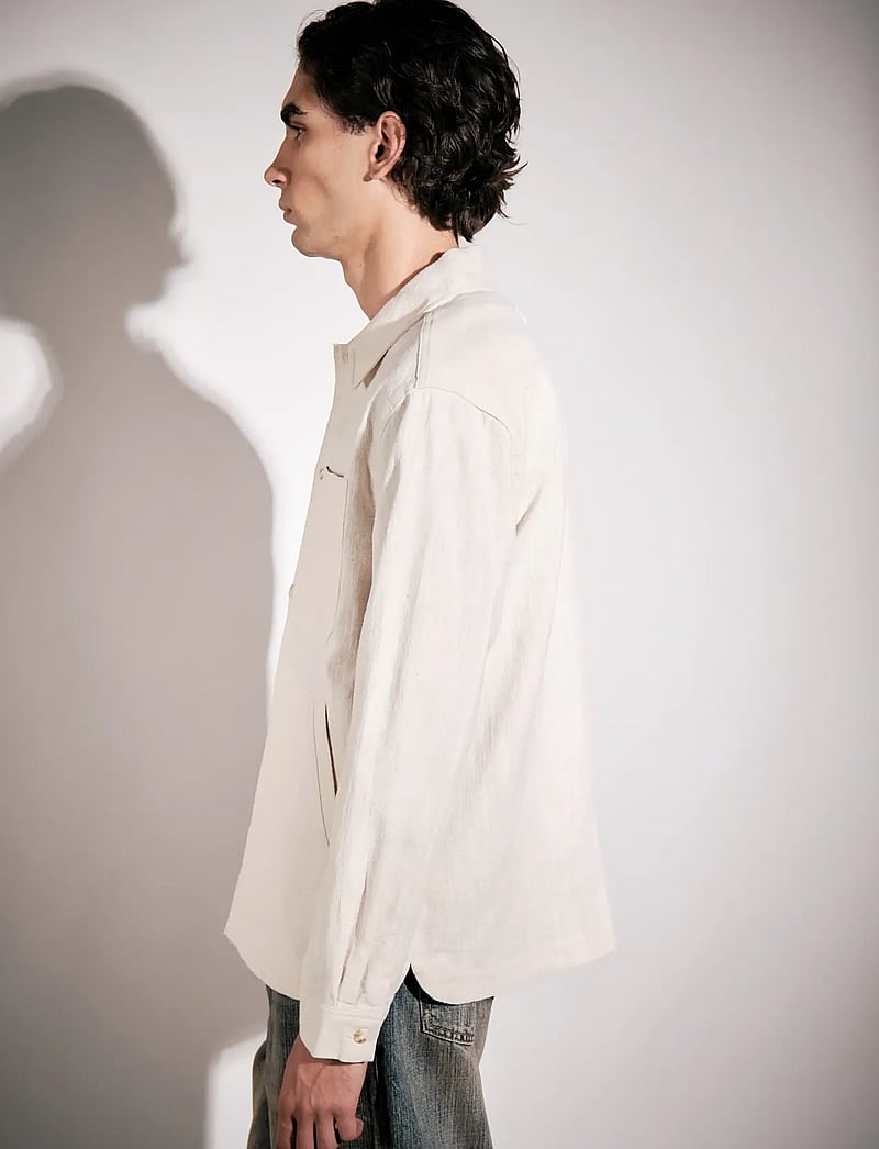 Brixtol Textiles - Frank linen Dark Navy - leinenhemden - cream - 4
