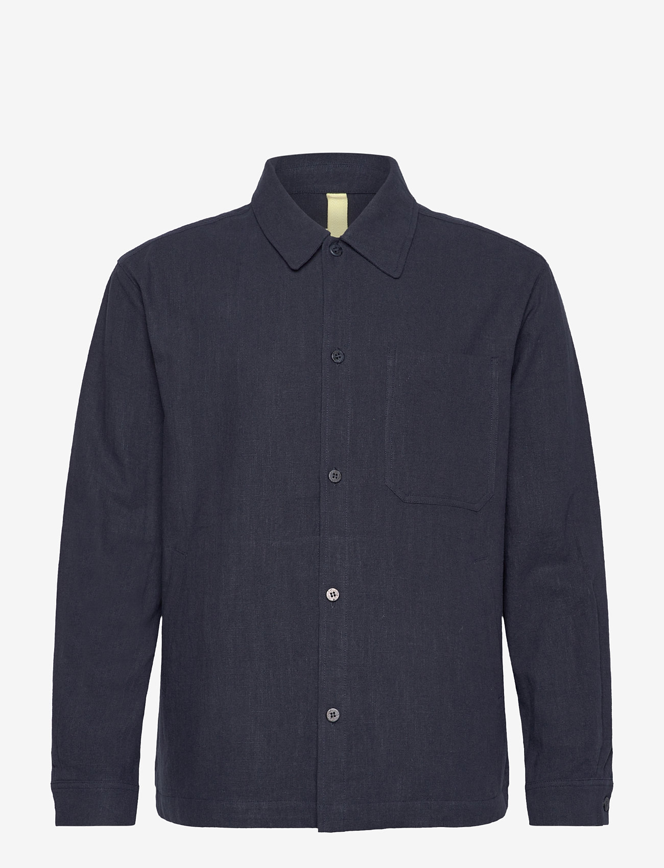 Brixtol Textiles - Frank linen Dark Navy - linneskjortor - dark navy - 1