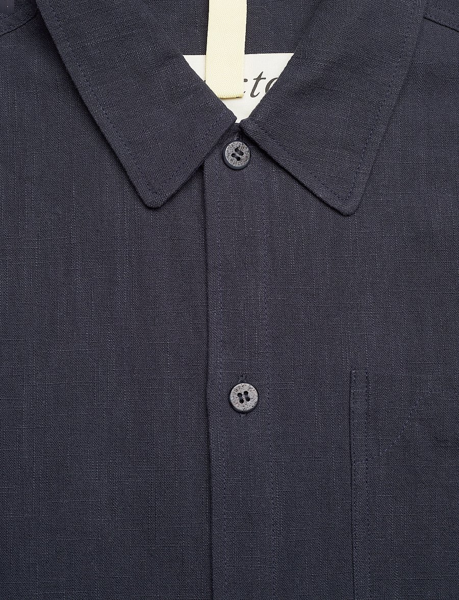 Brixtol Textiles - Frank linen Dark Navy - leinenhemden - dark navy - 5