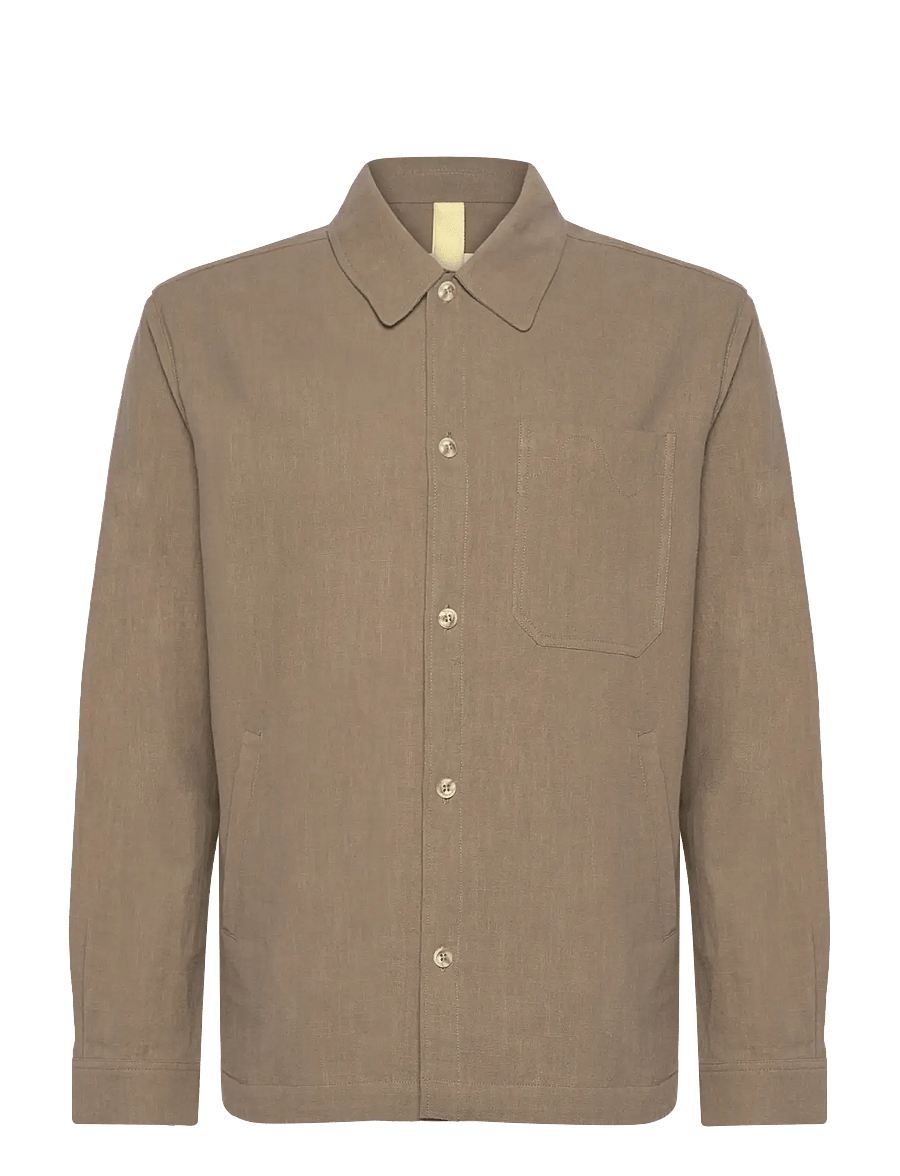 Brixtol Textiles - Frank linen Dark Navy - marškinių tipo švarkai - light moss - 1