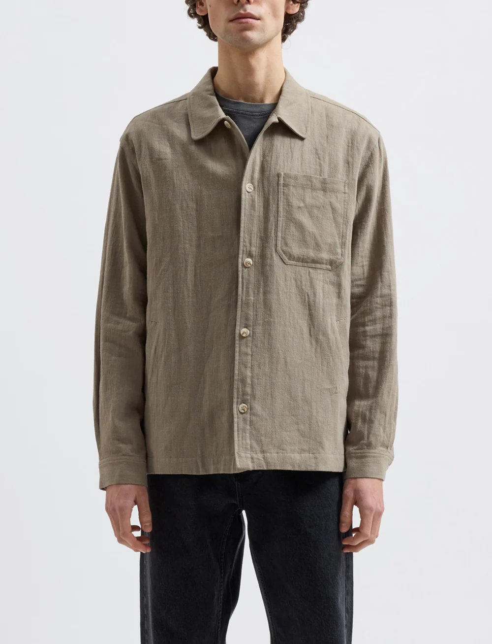 Brixtol Textiles - Frank linen - lininiai marškiniai - light moss - 0