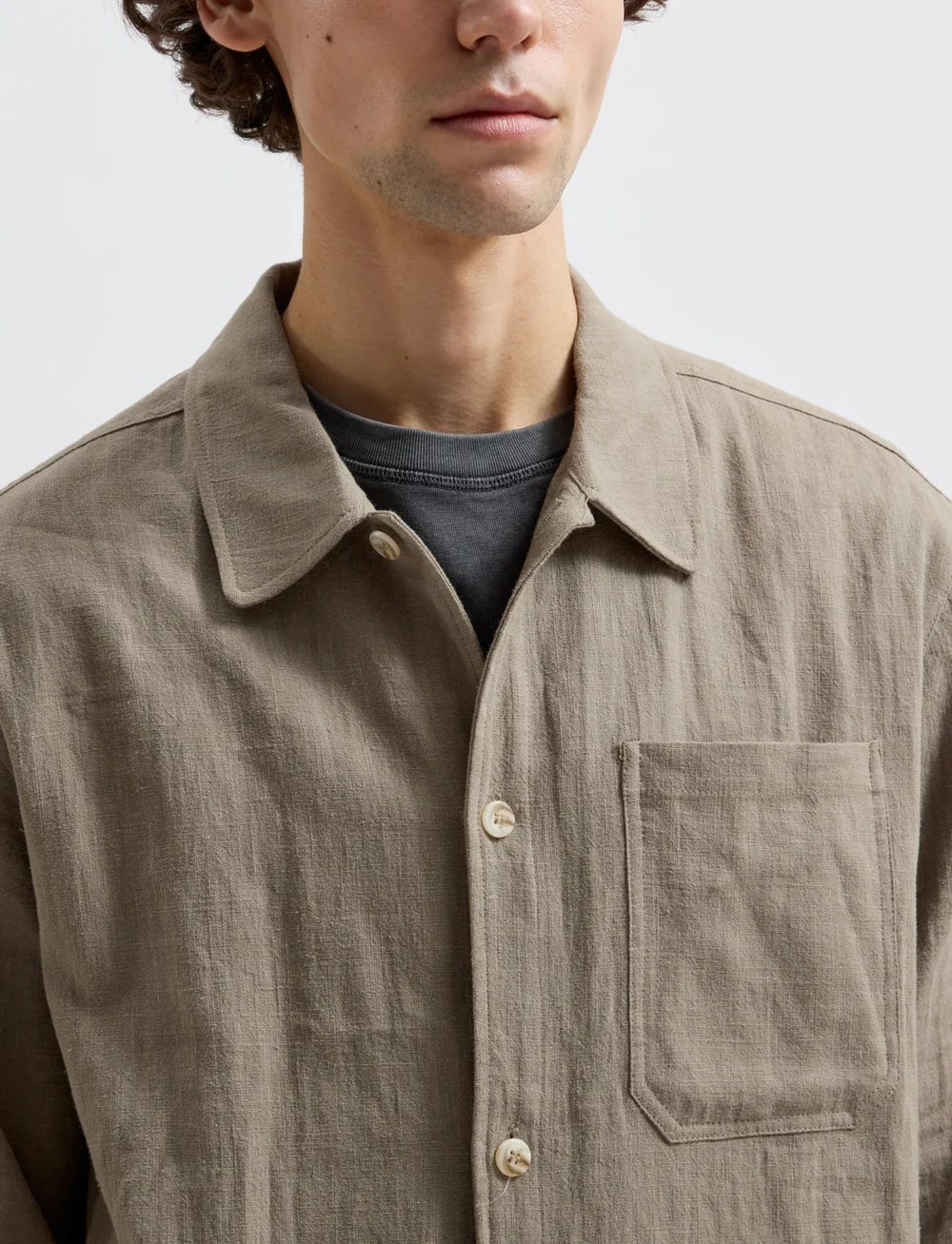 Brixtol Textiles - Frank linen - lininiai marškiniai - light moss - 4