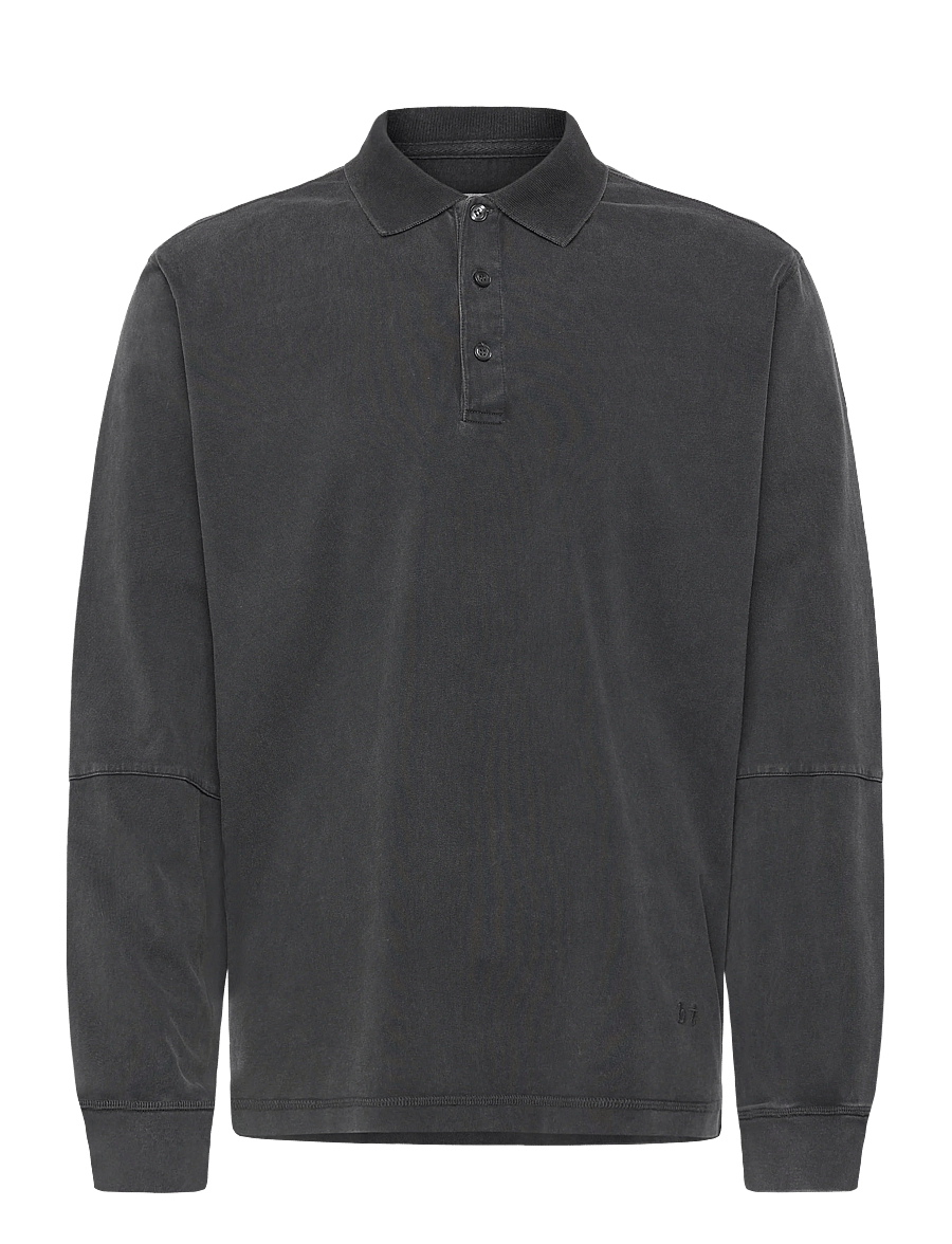 Brixtol Textiles - Cory Washed Dusty Red - long-sleeved polos - washed black - 1