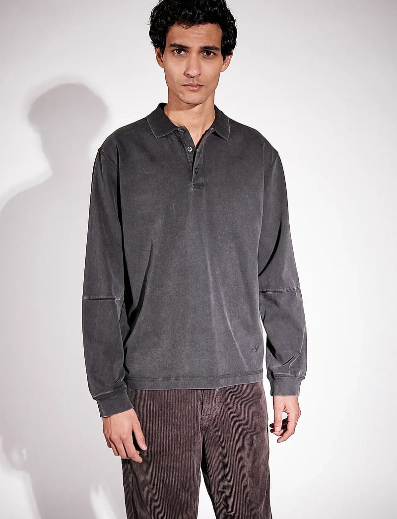 Brixtol Textiles - Cory Washed Dusty Red - langærmede poloer - washed black - 0