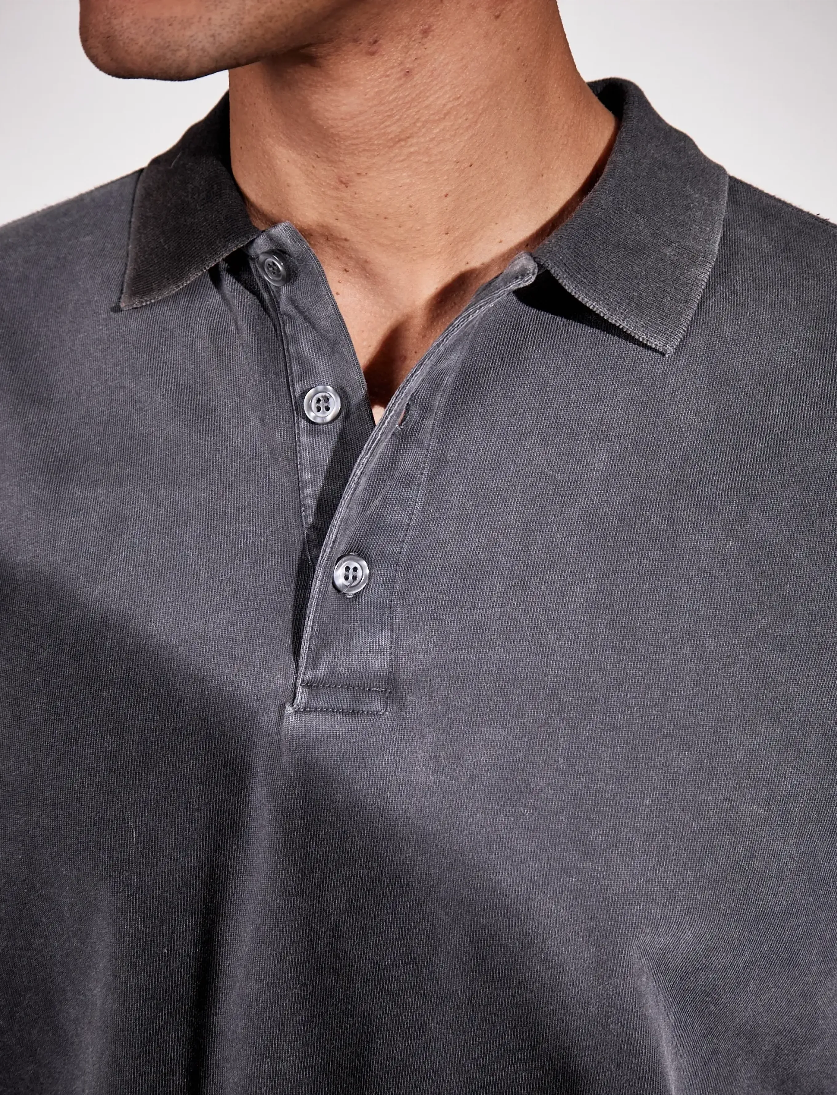 Brixtol Textiles - Cory Washed Dusty Red - long-sleeved polos - washed black - 5