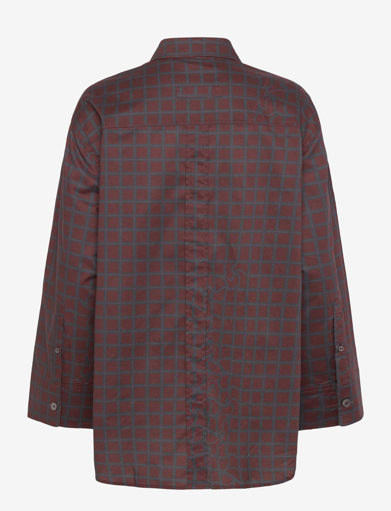 Brixtol Textiles - Rhona - pikkade varrukatega särgid - burgundy fluid check - 2