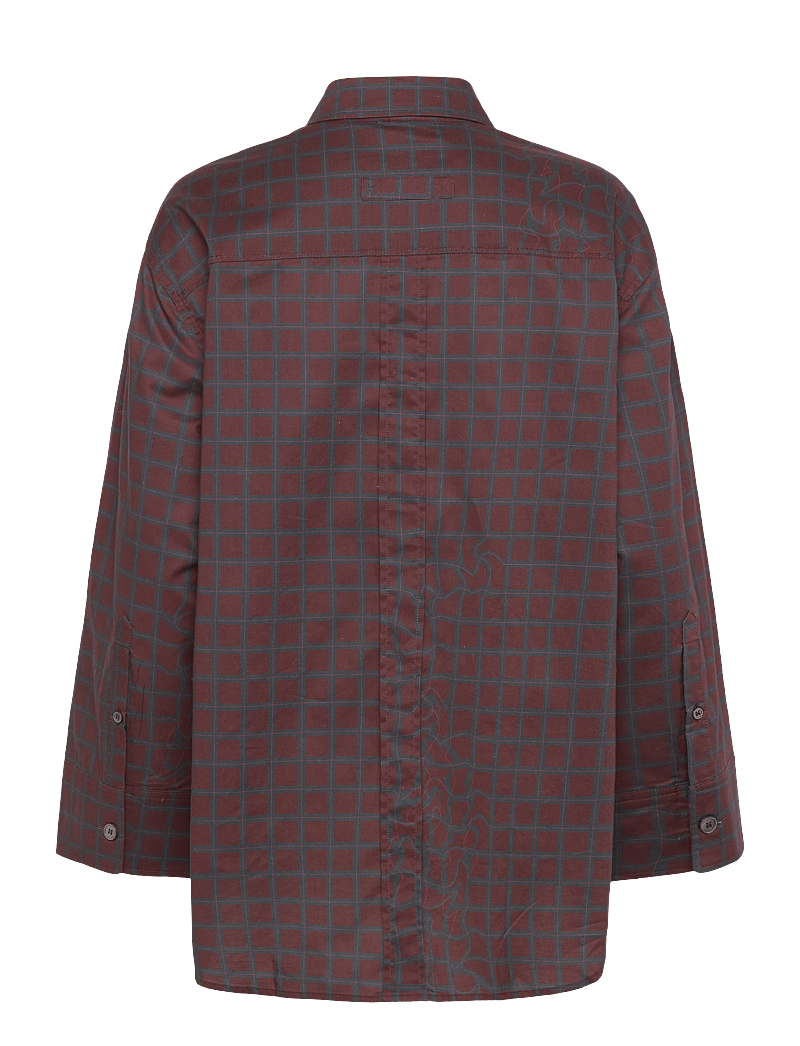 Brixtol Textiles - Rhona - pikkade varrukatega särgid - burgundy fluid check - 2