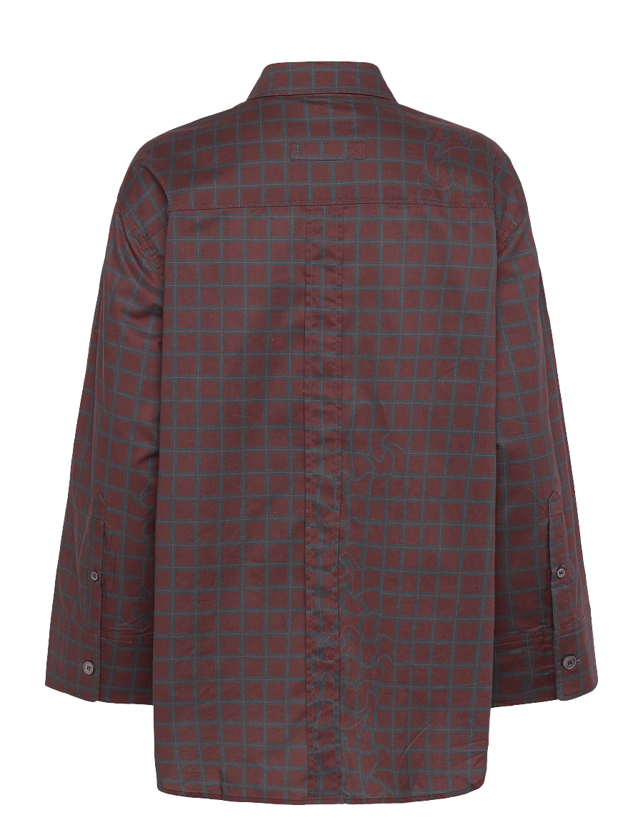 Brixtol Textiles - Rhona - pikkade varrukatega särgid - burgundy fluid check - 2