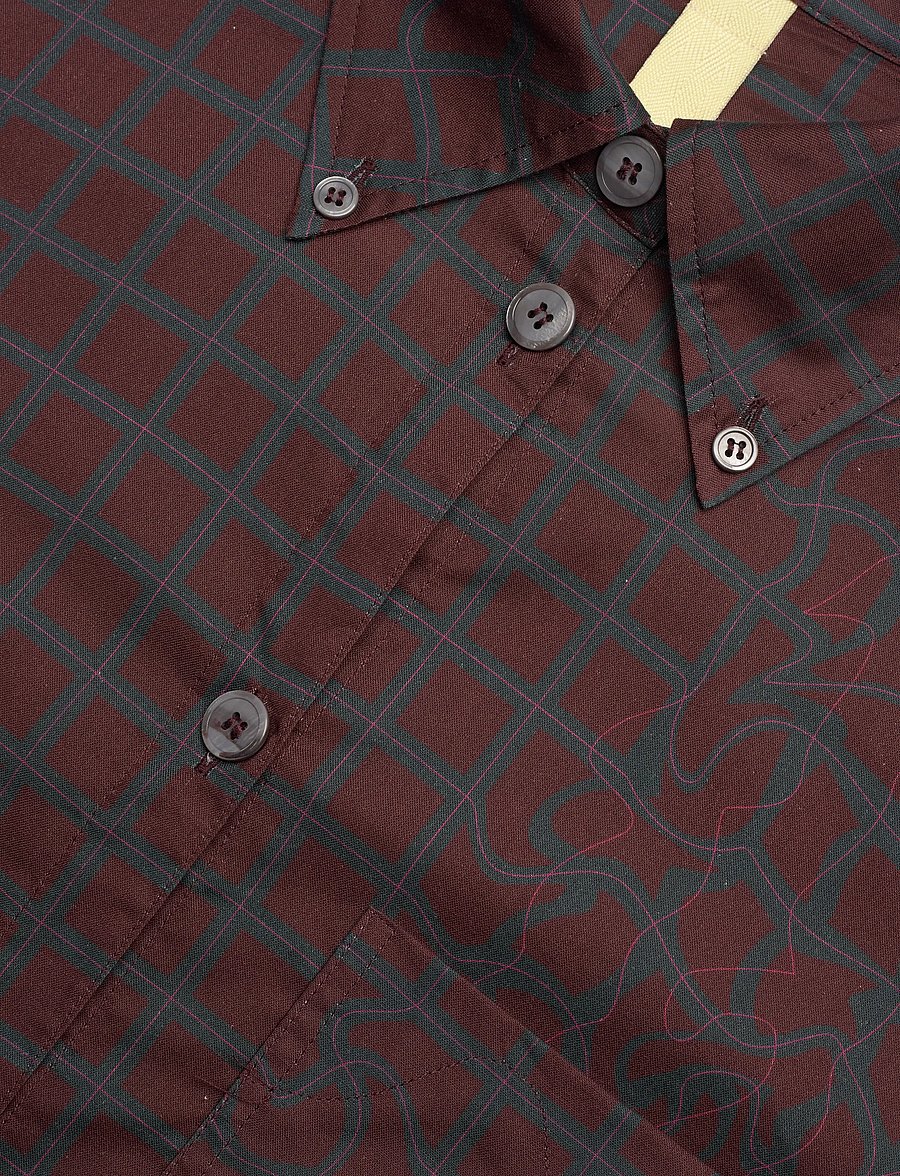 Brixtol Textiles - Rhona - pikkade varrukatega särgid - burgundy fluid check - 4